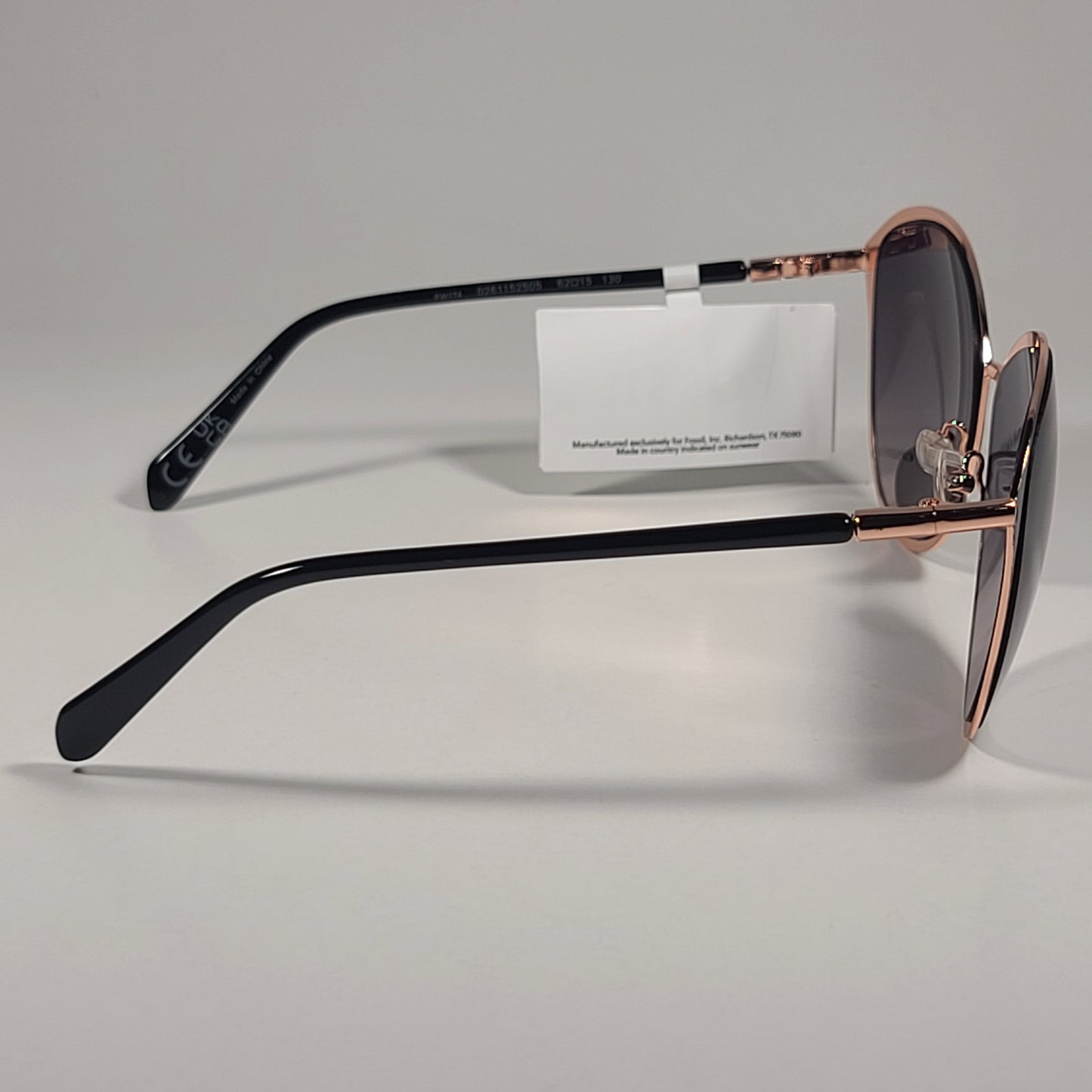 Fossil FW174 Cat Eye Sunglasses Black Gold Frame Smoke Gradient Lens 62mm - Sunglasses