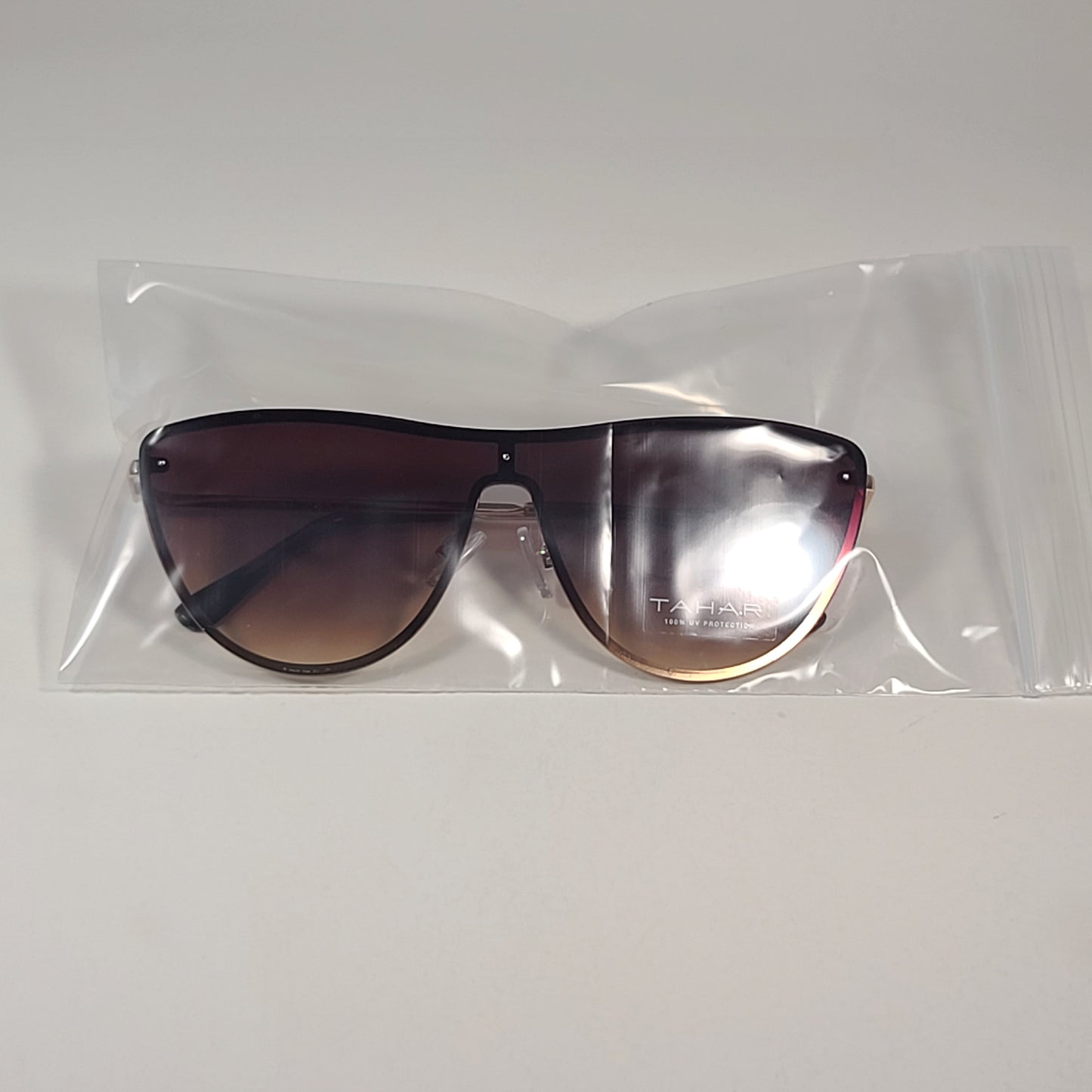 Tahari Rimless Shield Sunglasses Gold Tortoise Brown Gradient Lens TH871 GLDTS - Sunglasses