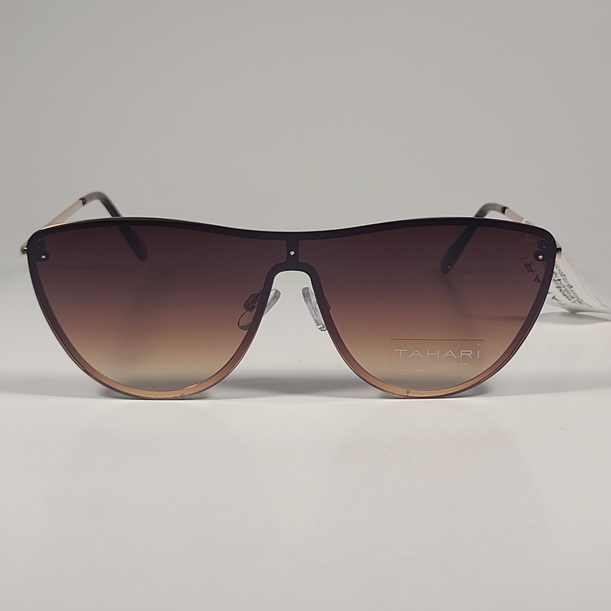 Tahari Rimless Shield Sunglasses Gold Tortoise Brown Gradient Lens TH871 GLDTS - Sunglasses