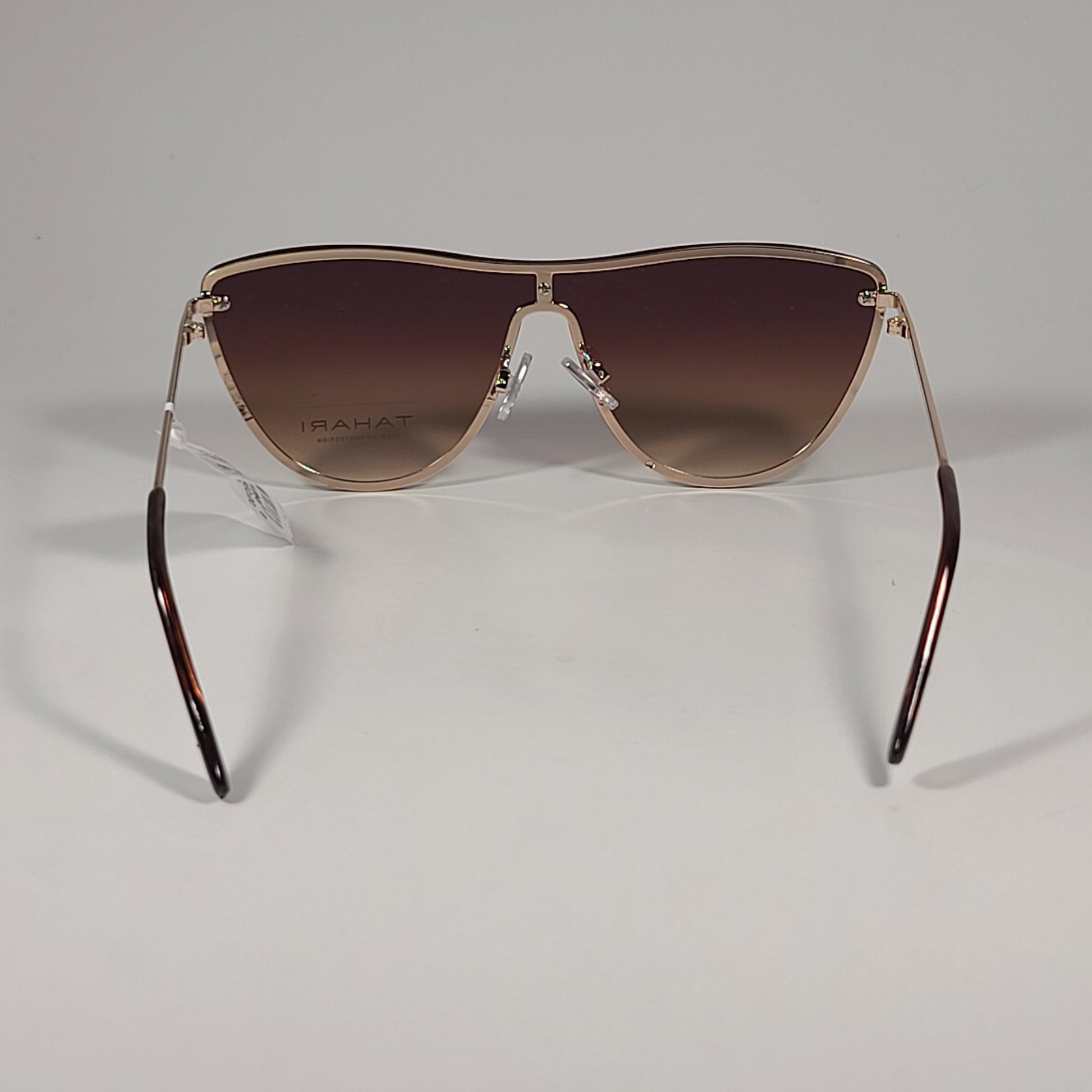 Tahari Rimless Shield Sunglasses Gold Tortoise Brown Gradient Lens TH871 GLDTS - Sunglasses