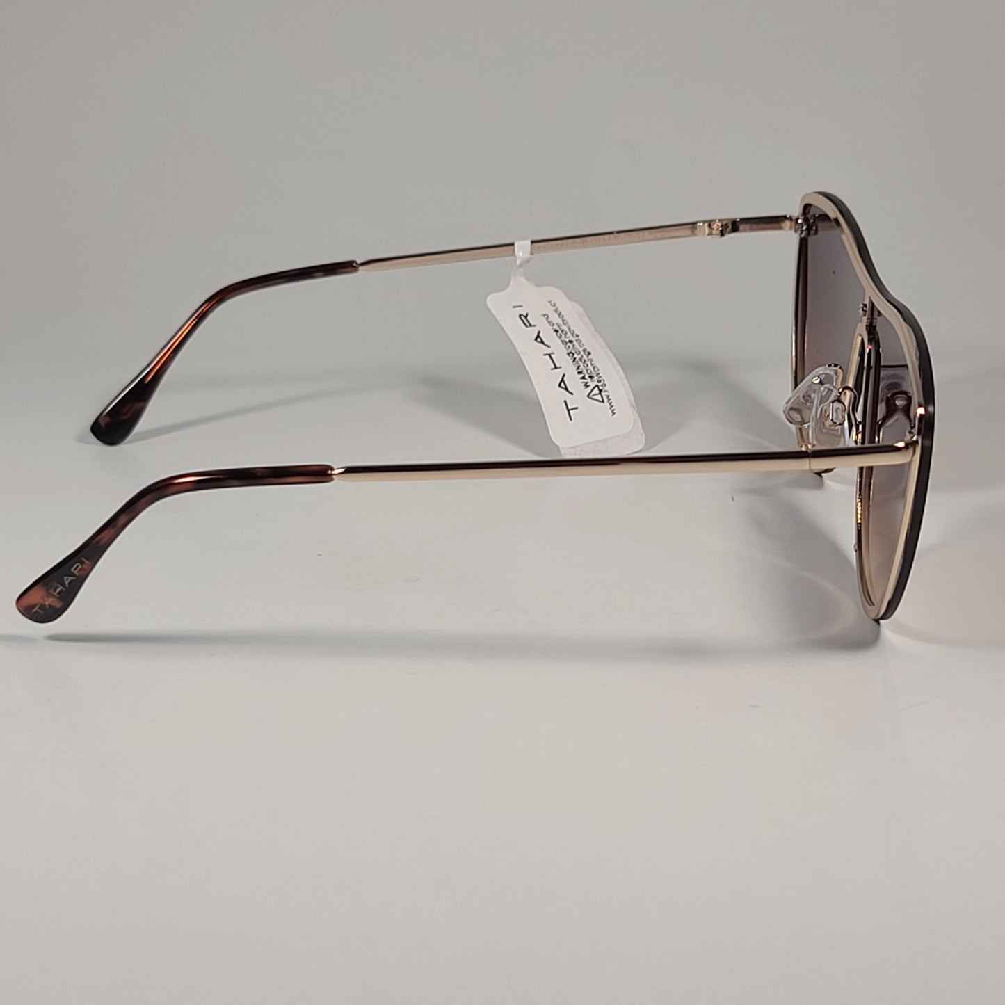 Tahari Rimless Shield Sunglasses Gold Tortoise Brown Gradient Lens TH871 GLDTS - Sunglasses