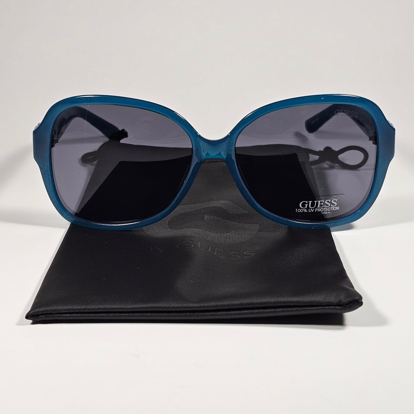 Guess GF0275 87A Butterfly Sunglasses Turquoise Blue Frame Gray Lens 58mm - Sunglasses