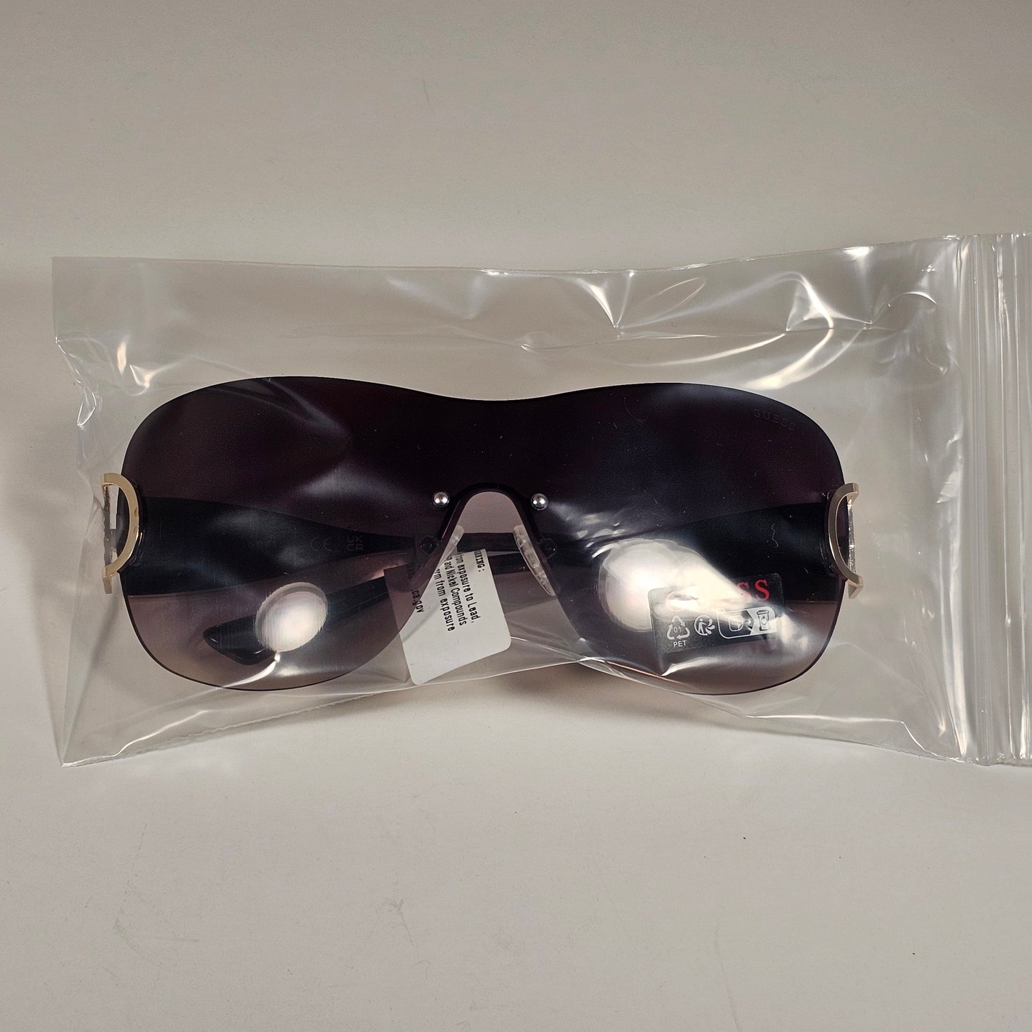 Guess GO00038 32F Rimless Shield Sunglasses Gold Frame Brown Gradient Lens