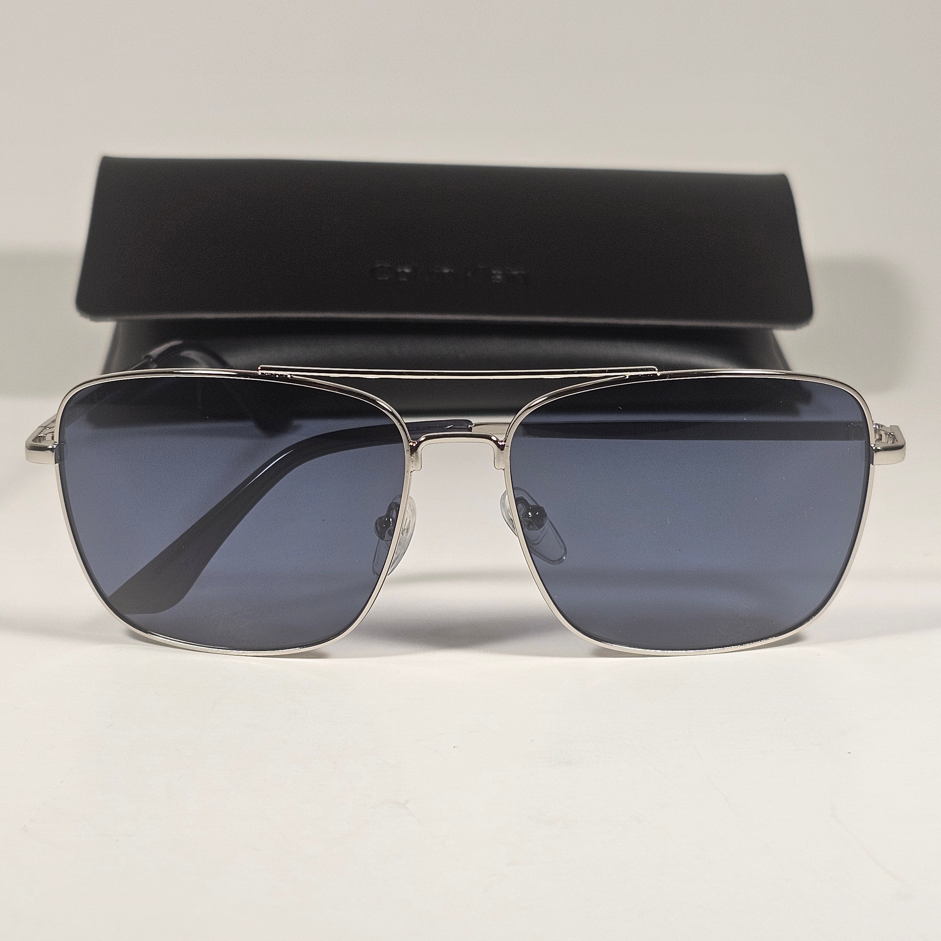 Calvin Klein Navigator Sunglasses CK19136S 045 Silver Frame Blue
