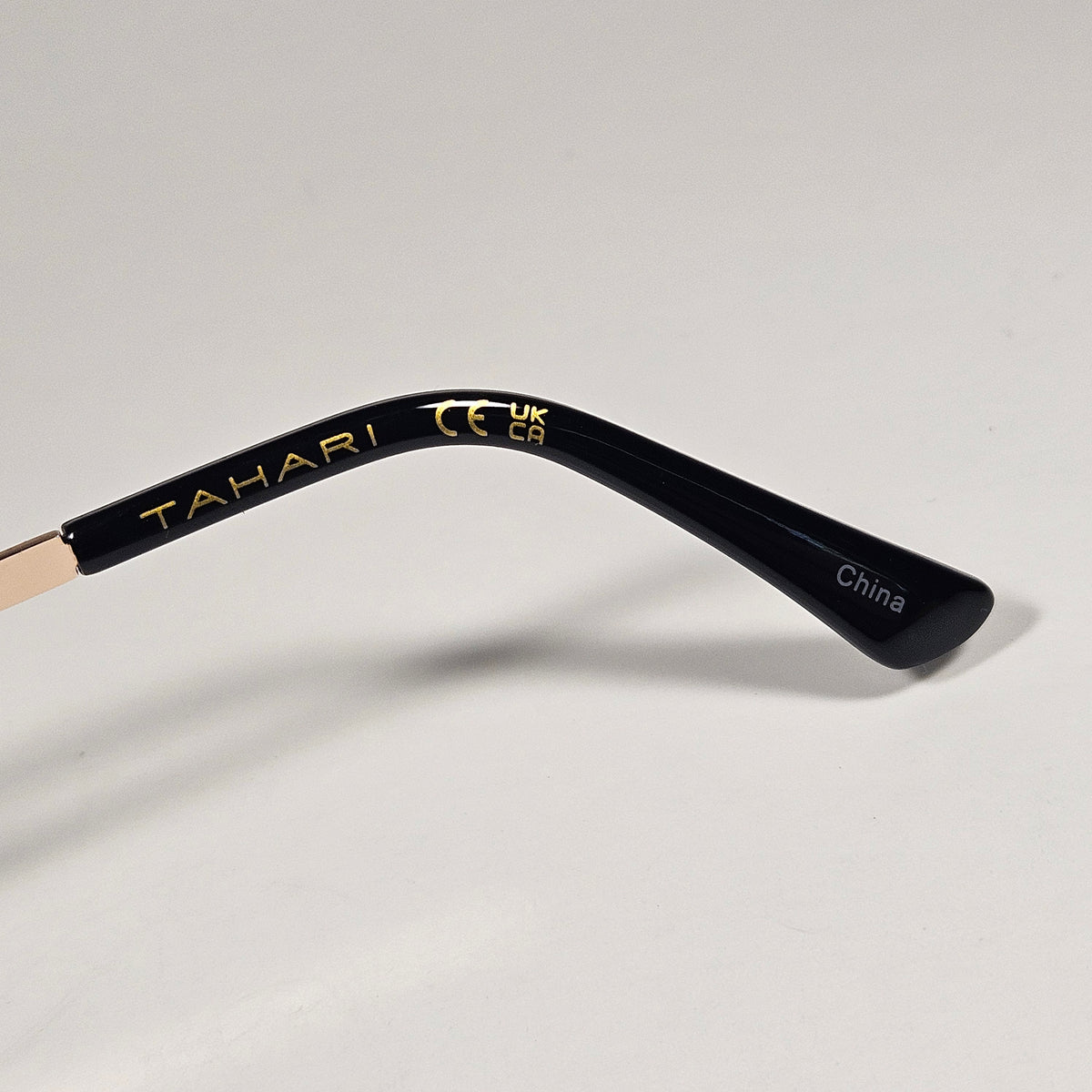 Tahari TH975 OX Oval Sunglasses Gold Tone Black Frame Smoke Gradient Lens