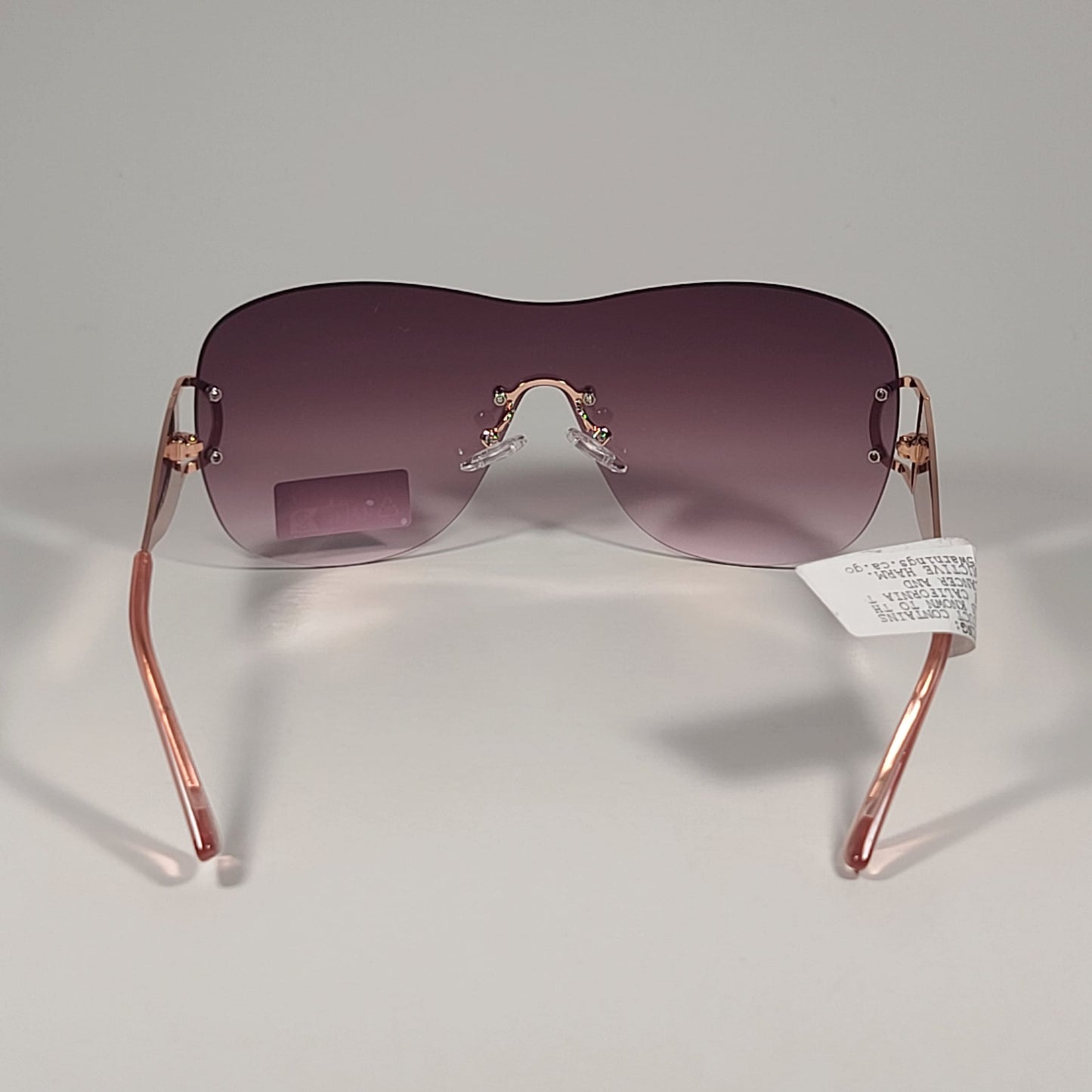 Guess GO00038 28T Rimless Shield Sunglasses Rose Gold Frame Pink Gradient Lens - Sunglasses