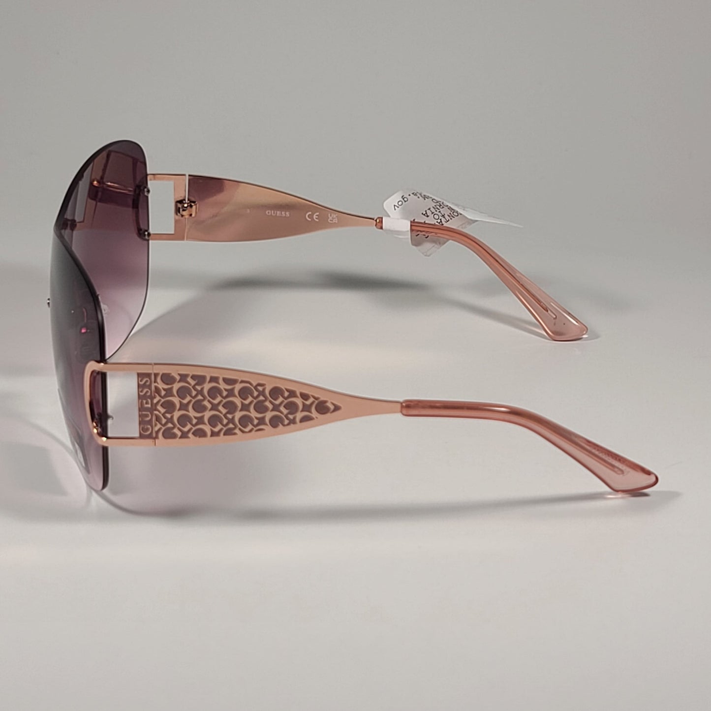 Guess GO00038 28T Rimless Shield Sunglasses Rose Gold Frame Pink Gradient Lens - Sunglasses