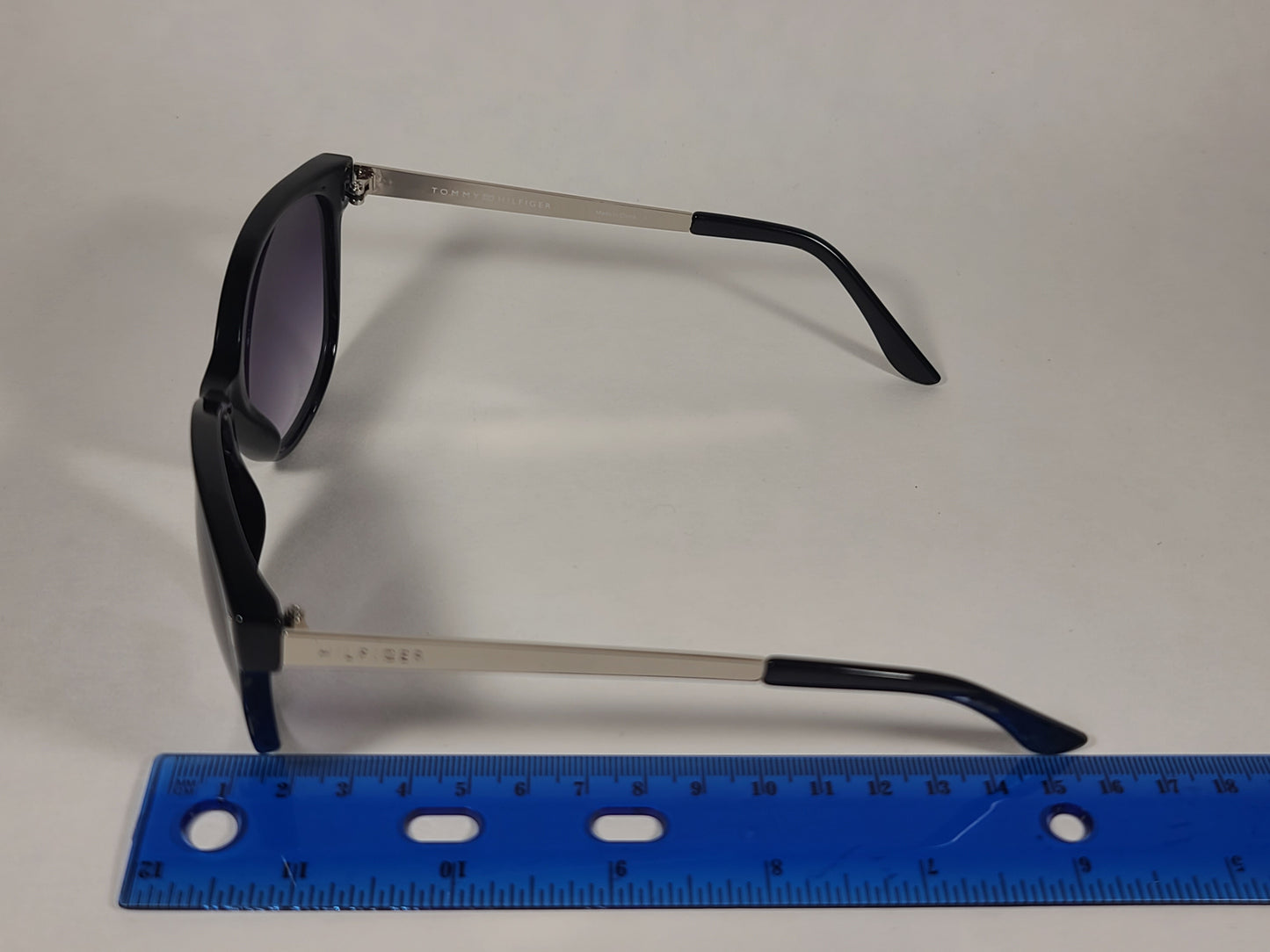 Tommy Hilfiger Breeda Sunglasses Shiny Black And Silver Frame Smoke Gradient Lens BREEDA WP OL429P - Sunglasses