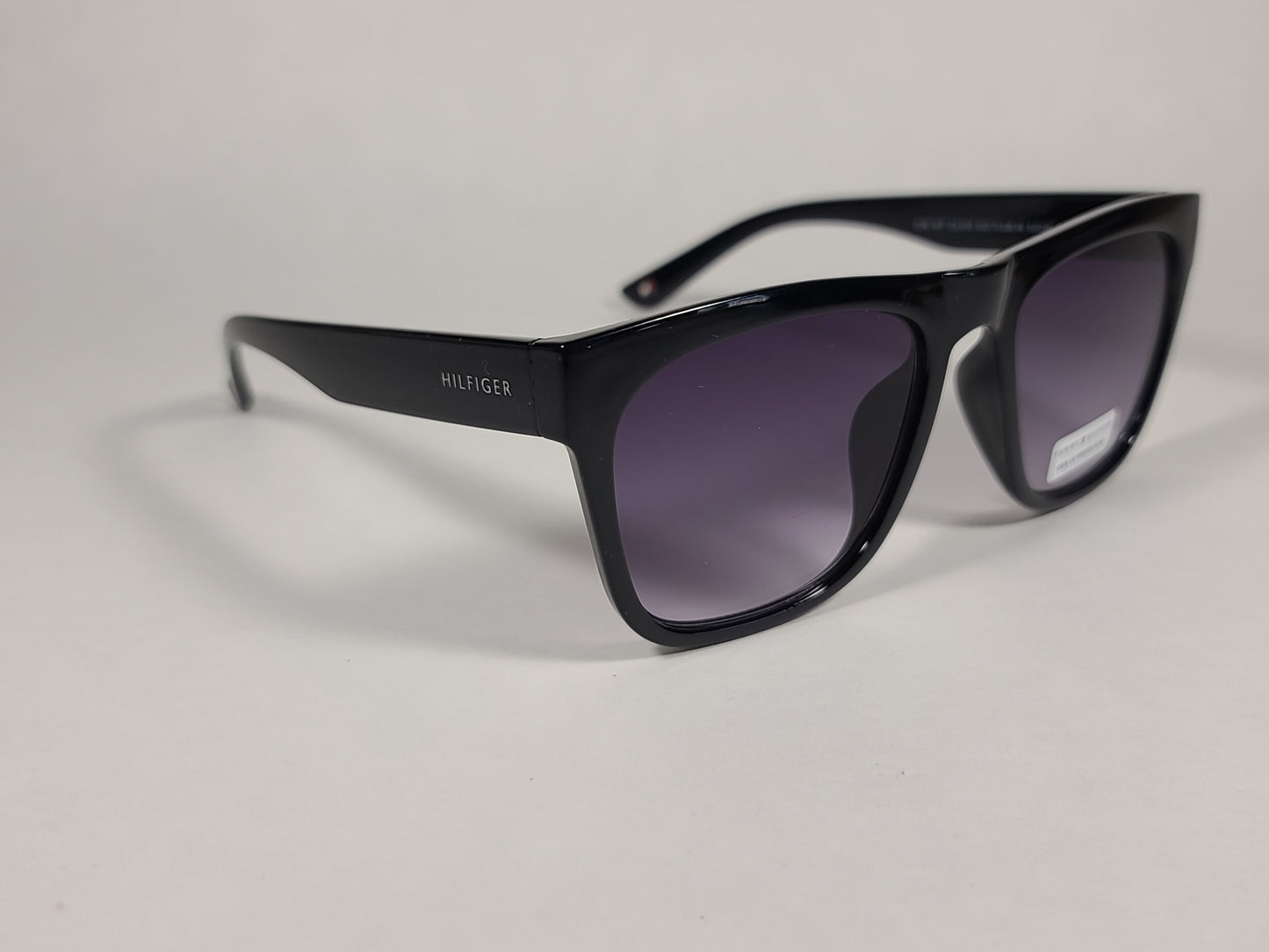 Tommy Hilfiger Kim Squared Sunglasses Shiny Black Frame Smoke Gradient Lens KIM WP OL450 - Sunglasses