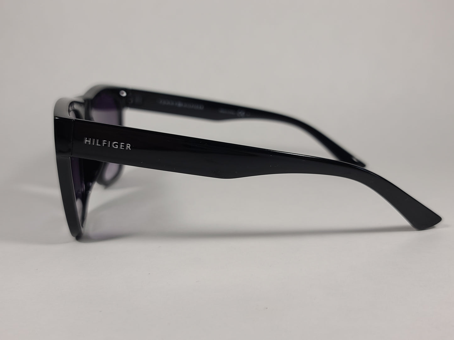 Tommy Hilfiger Kim Squared Sunglasses Shiny Black Frame Smoke Gradient Lens KIM WP OL450 - Sunglasses