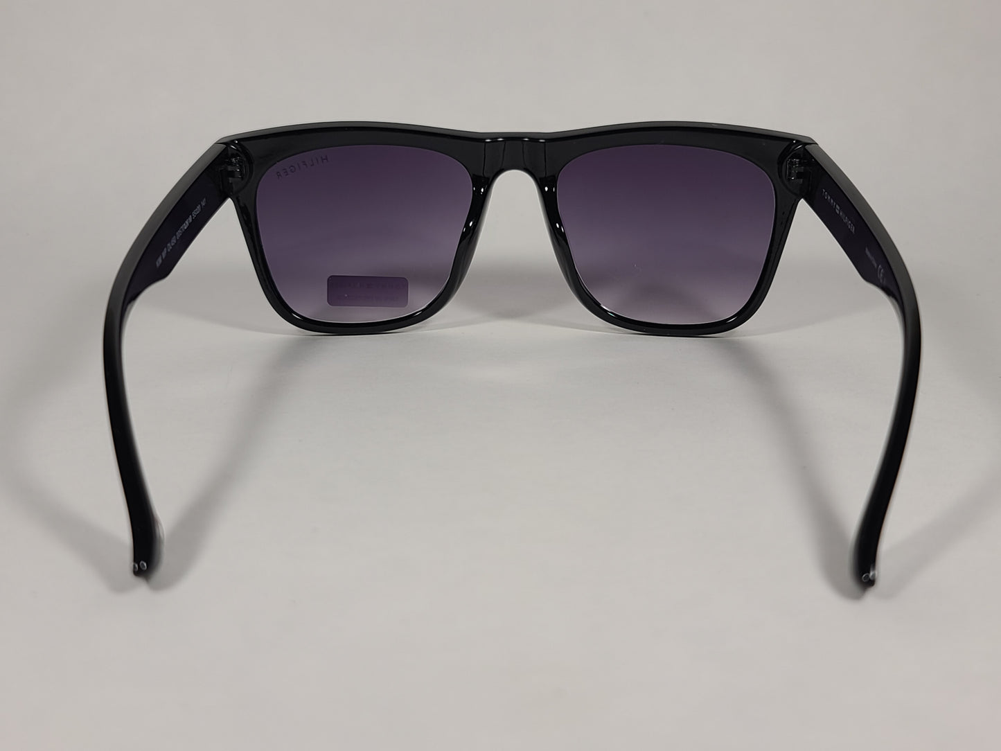 Tommy Hilfiger Kim Squared Sunglasses Shiny Black Frame Smoke Gradient Lens KIM WP OL450 - Sunglasses