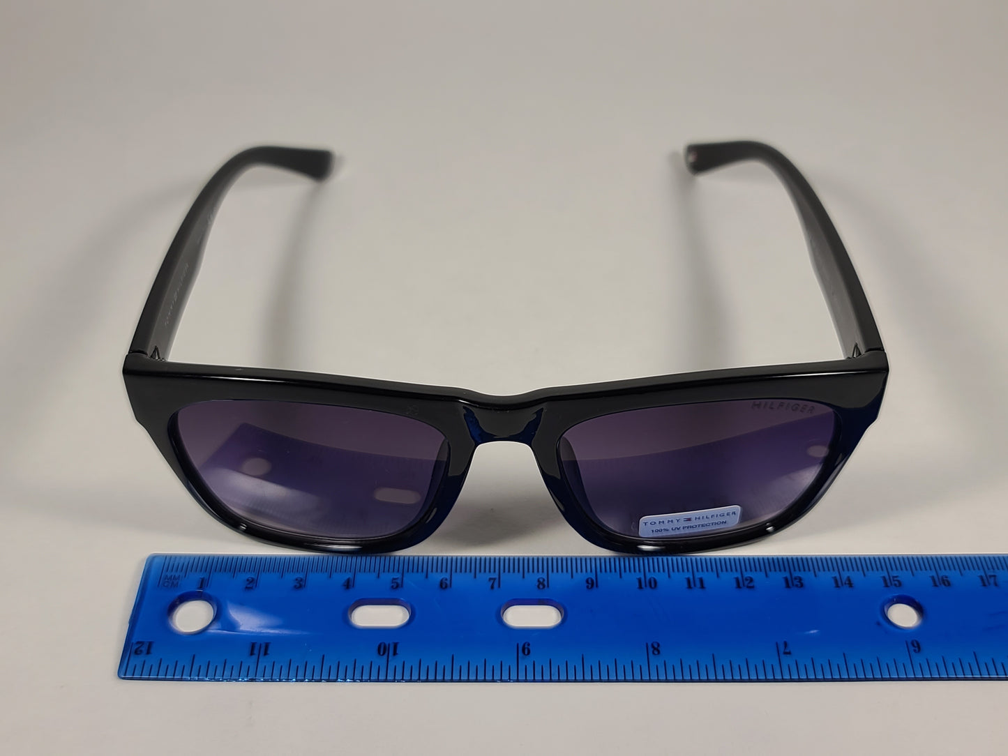 Tommy Hilfiger Kim Squared Sunglasses Shiny Black Frame Smoke Gradient Lens KIM WP OL450 - Sunglasses