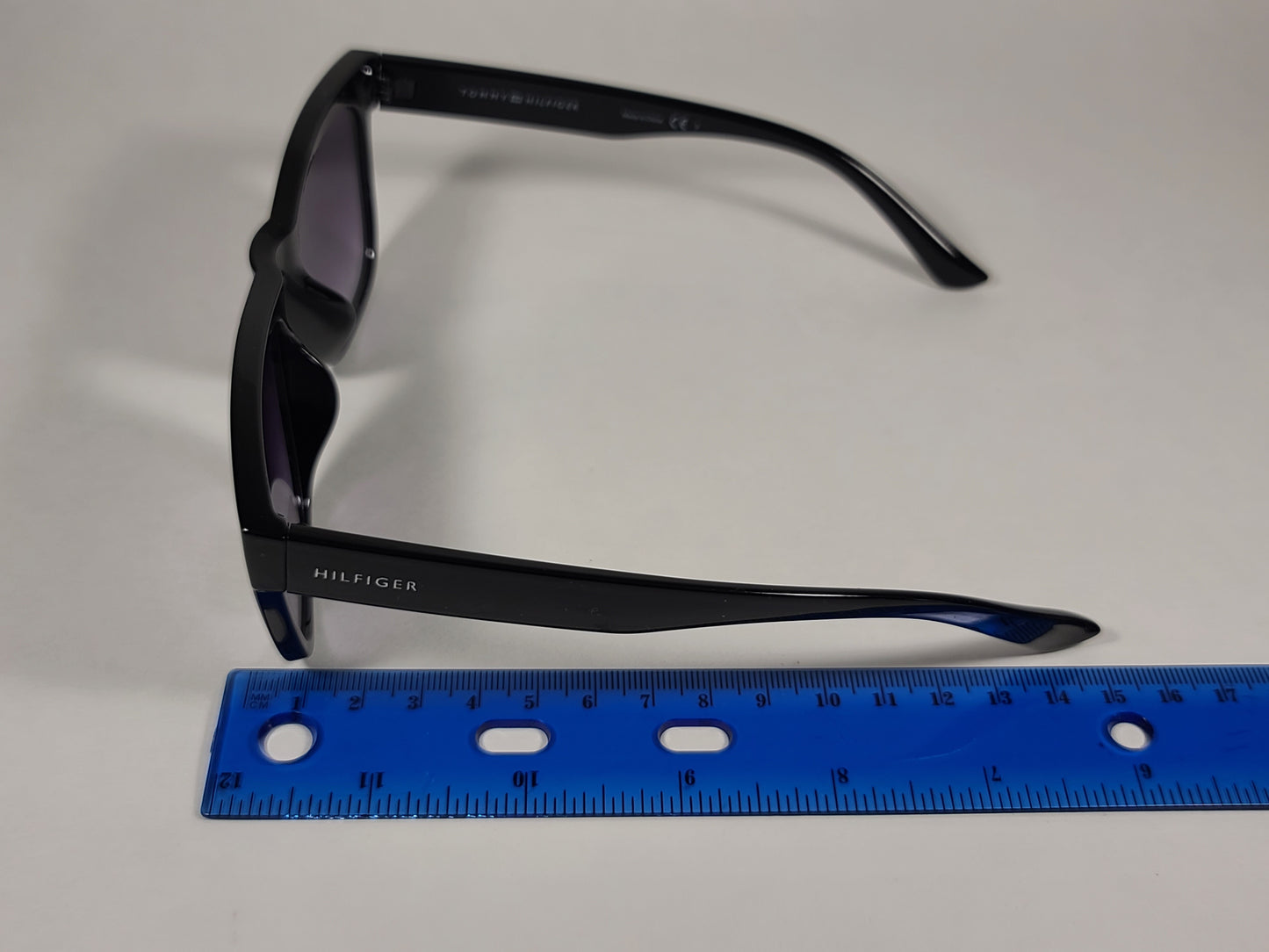 Tommy Hilfiger Kim Squared Sunglasses Shiny Black Frame Smoke Gradient Lens KIM WP OL450 - Sunglasses