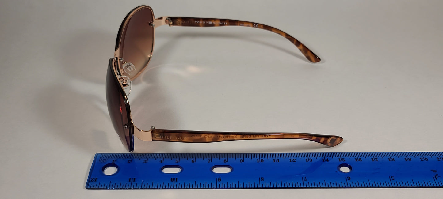 Tommy Hilfiger Melone Rimless Sunglasses Gold and Tortoise Frame Brown Gradient Lens - Sunglasses