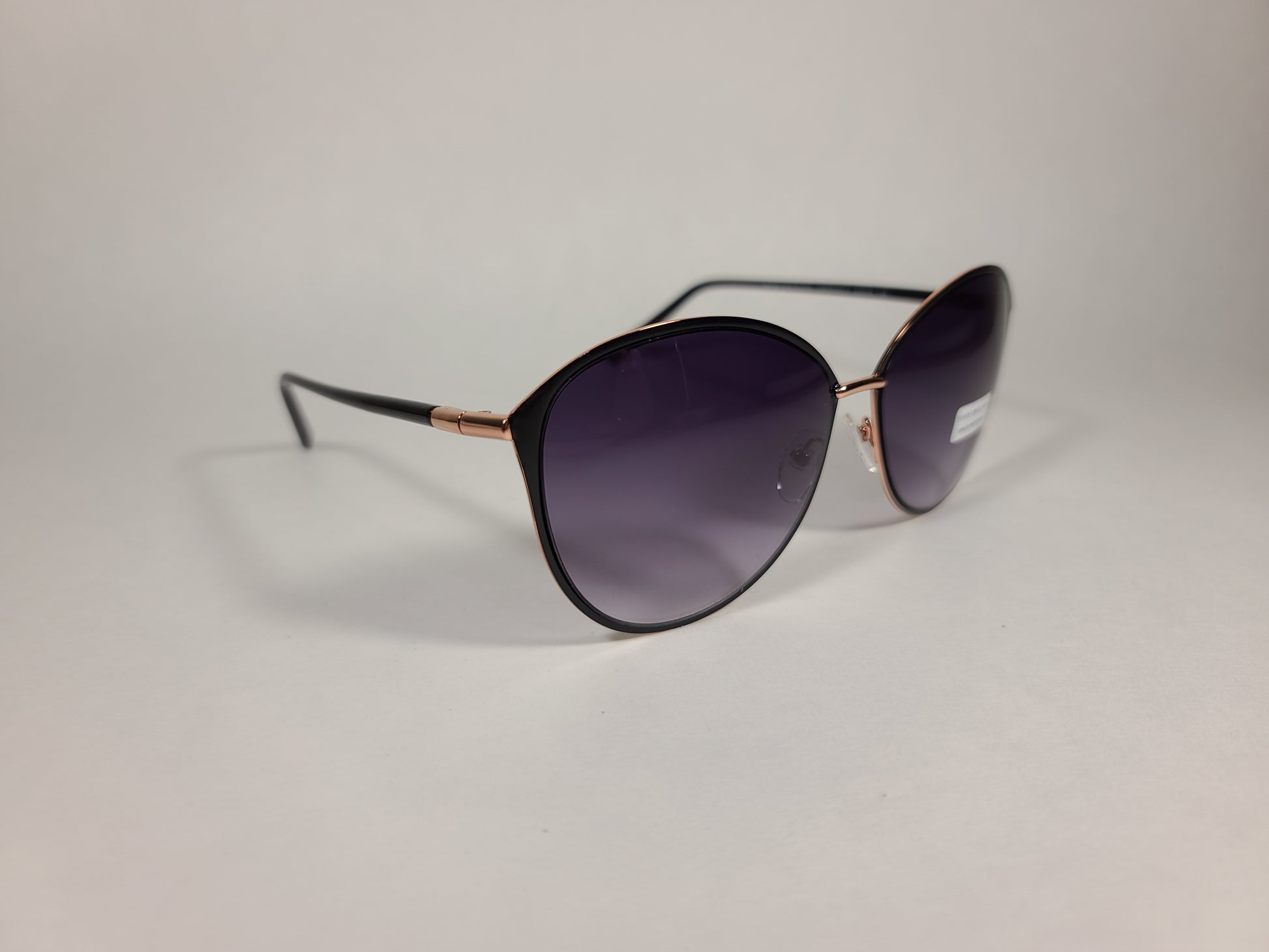 Tommy Hilfiger Shuri Cat Eye Sunglasses Shiny Black and Gold Frame Smoke Gradient Lens SHURI WM OL504 - Sunglasses