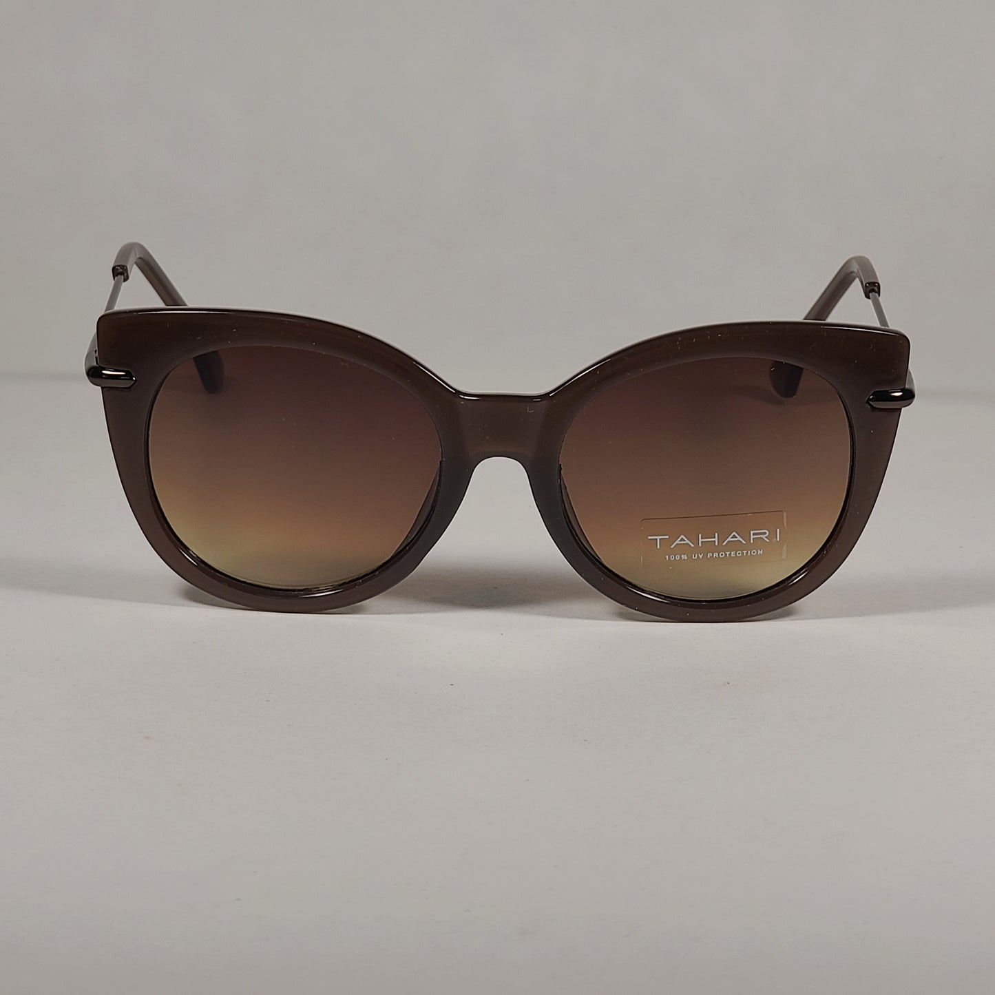 Tahari Round Cat Eye Sunglasses Brown Frame Brown Gradient Lens TH677 BRN - Sunglasses