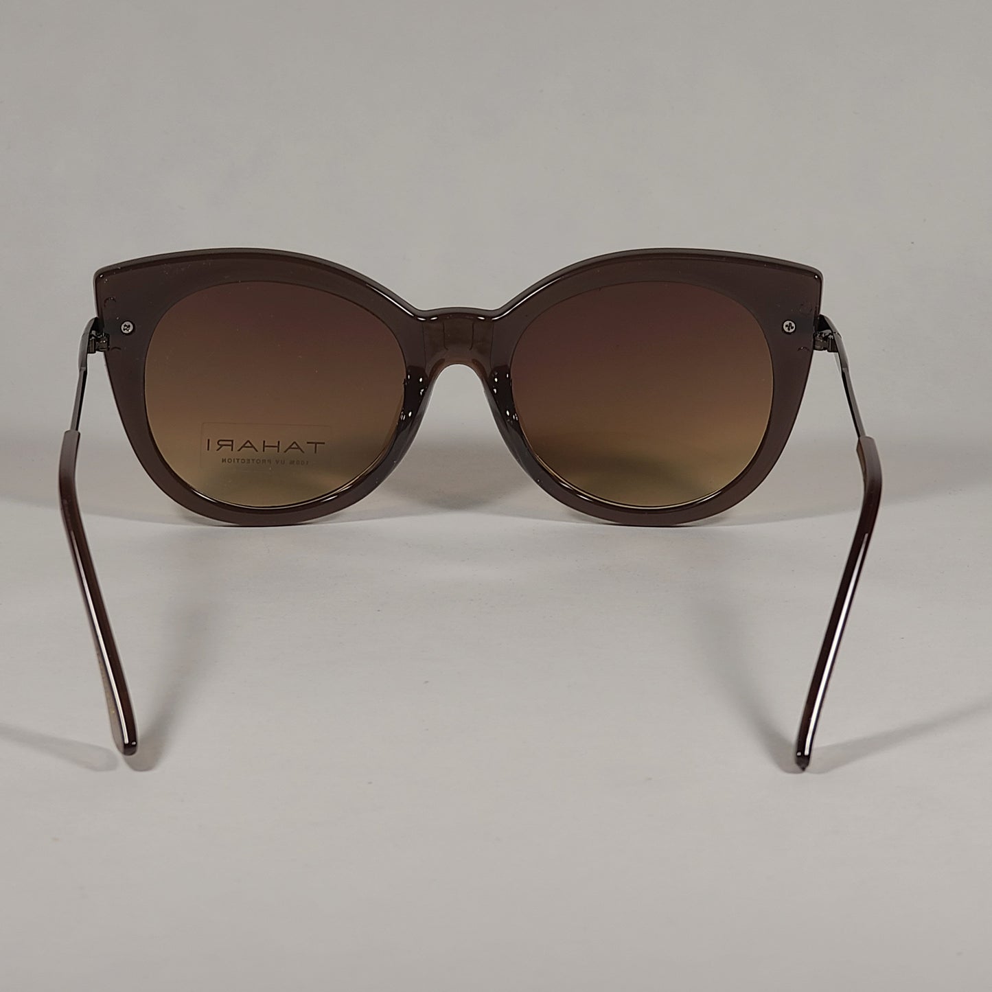 Tahari Round Cat Eye Sunglasses Brown Frame Brown Gradient Lens TH677 BRN - Sunglasses