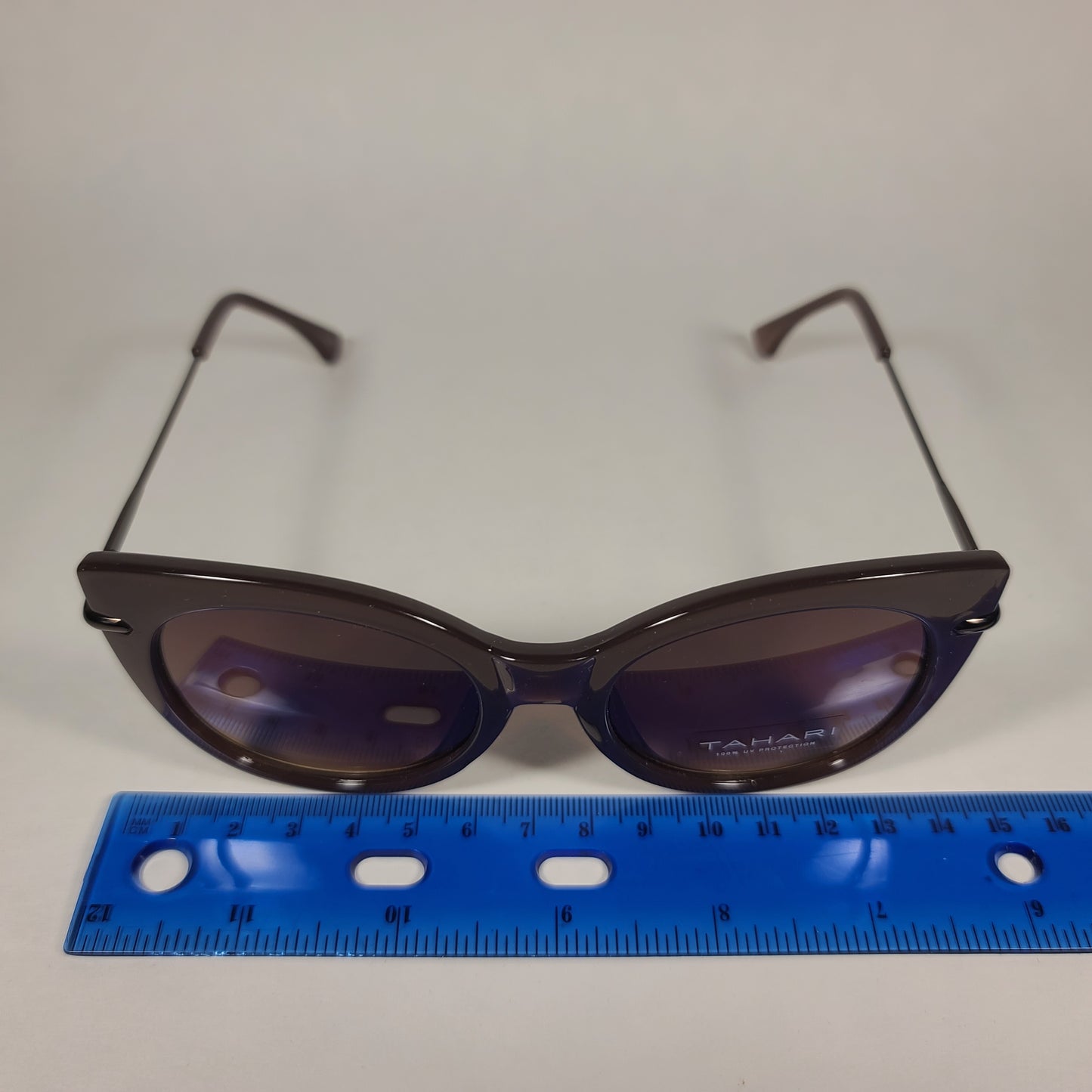 Tahari Round Cat Eye Sunglasses Brown Frame Brown Gradient Lens TH677 BRN - Sunglasses