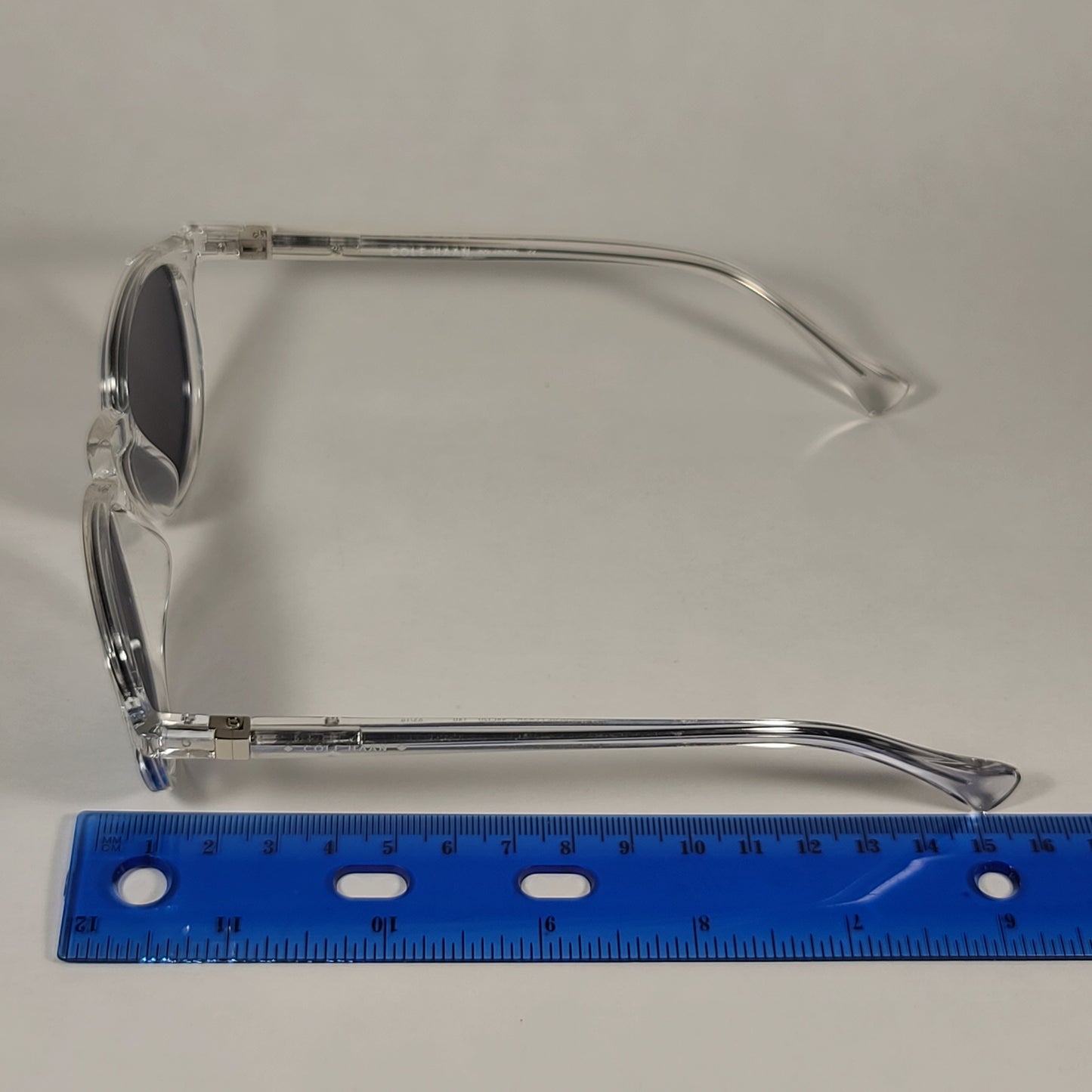 Cole Haan Round Polarized Sunglasses Crystal Clear Frame Blue Flash Mirror Lens CH9003 971 CRYSTAL/BLUE FLASH - Sunglasses