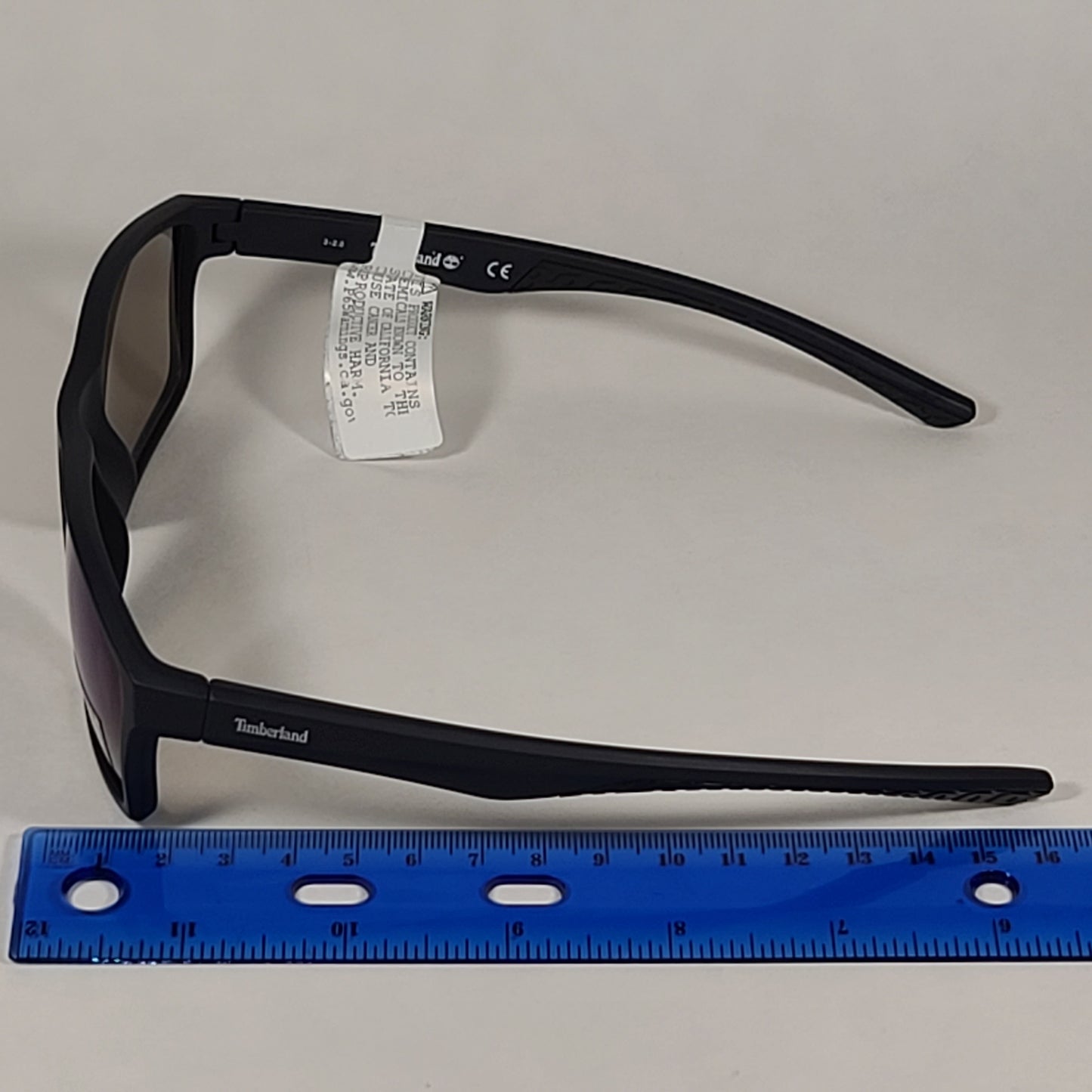 Timberland Rectangular Sunglasses Matte Black Plastic Frame Blue Violet Lens TB7218 91X - Sunglasses