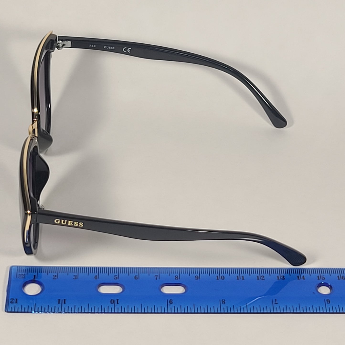 Guess Cat Eye Sunglasses Black Gold Frame Gray Gradient Lens GF0313 01B - Sunglasses