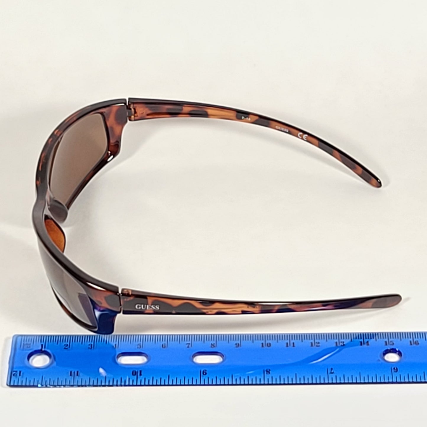 Guess Rectangular Wrap Sunglasses Brown Tortoise Frame Brown Lens GU6250 TO-1 - Sunglasses