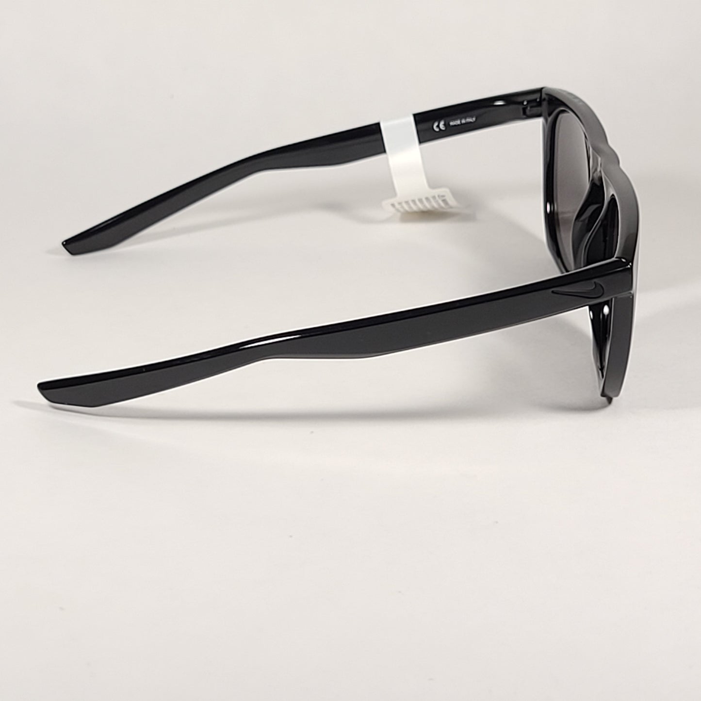 Nike Flatspot Round Sunglasses EV0923 001 Shiny Black Flat Top Frame Gray Lens - Sunglasses