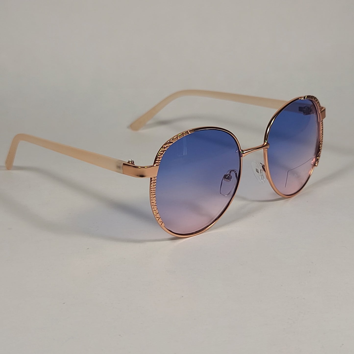 Tahari Round Aviator Sunglasses Rose Gold Nude Blue Pink Gradient Lens TH785 RGDND - Sunglasses