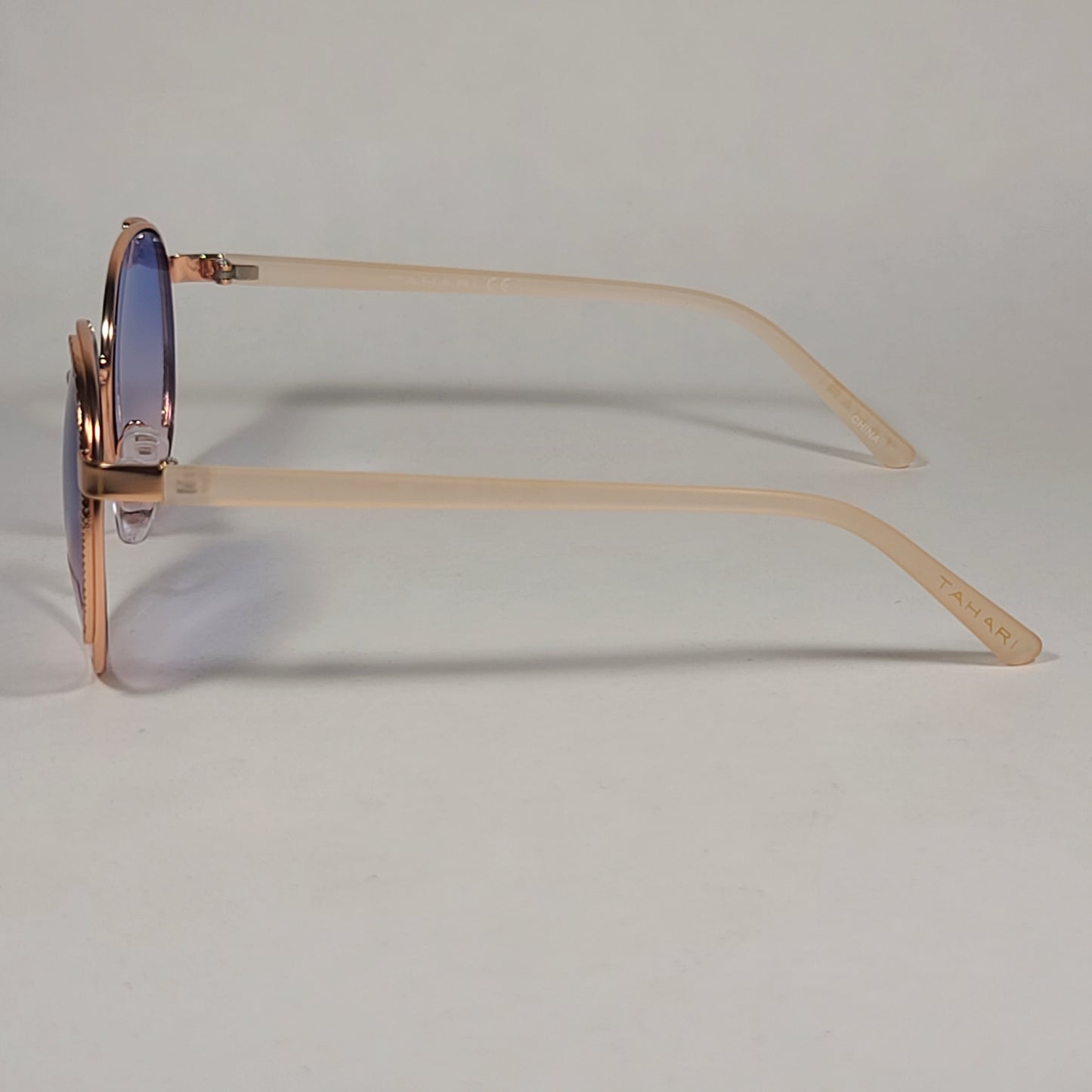 Tahari Round Aviator Sunglasses Rose Gold Nude Blue Pink Gradient Lens TH785 RGDND - Sunglasses