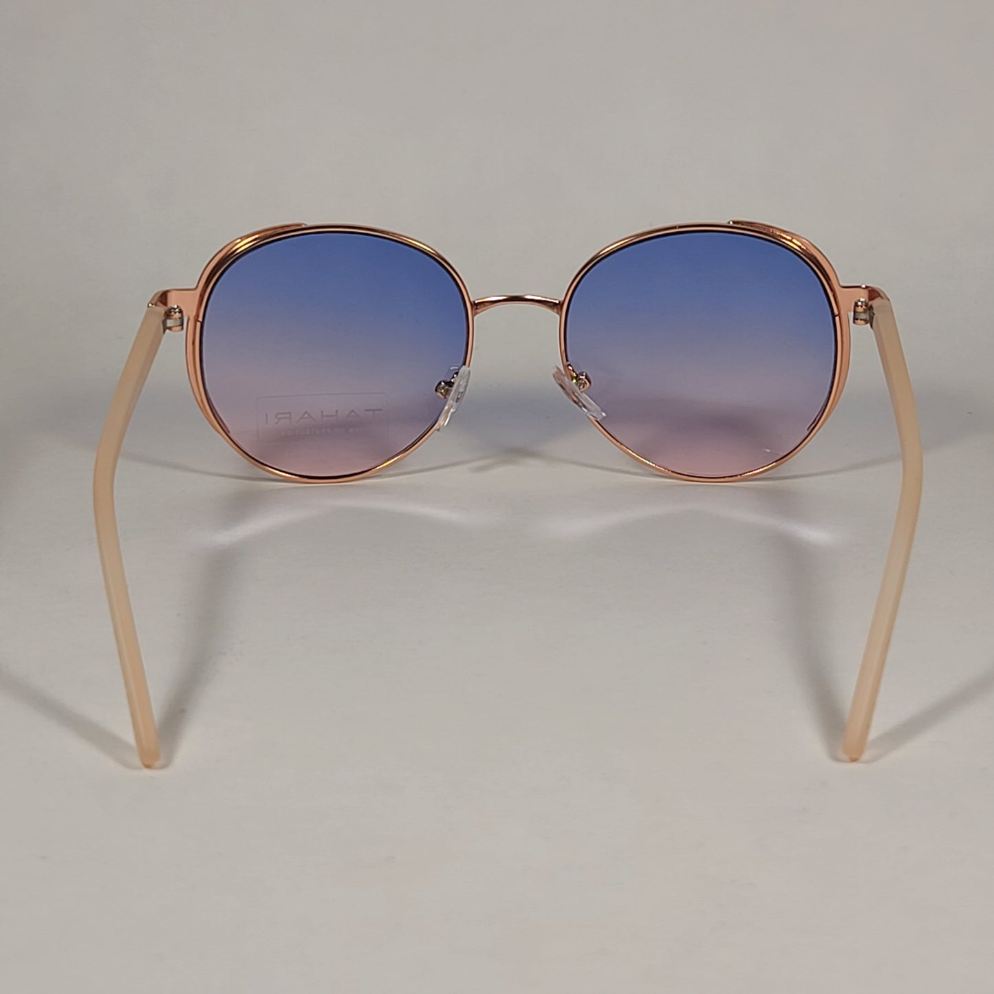 Tahari Round Aviator Sunglasses Rose Gold Nude Blue Pink Gradient Lens TH785 RGDND - Sunglasses