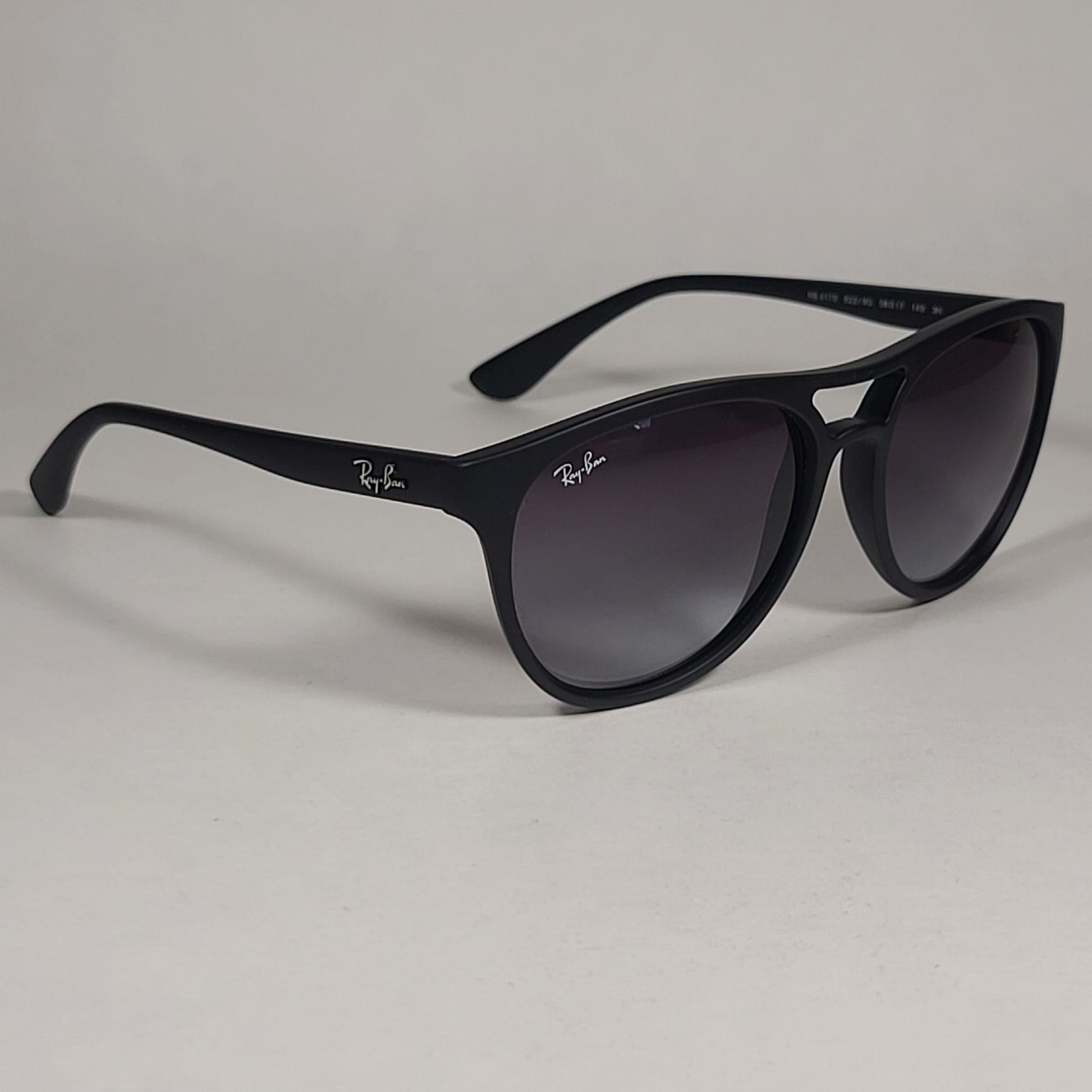 Ray-Ban Brad Round Aviator Sunglasses Matte Black Frame Gray Gradient Lens RB4170 622/8G - Sunglasses