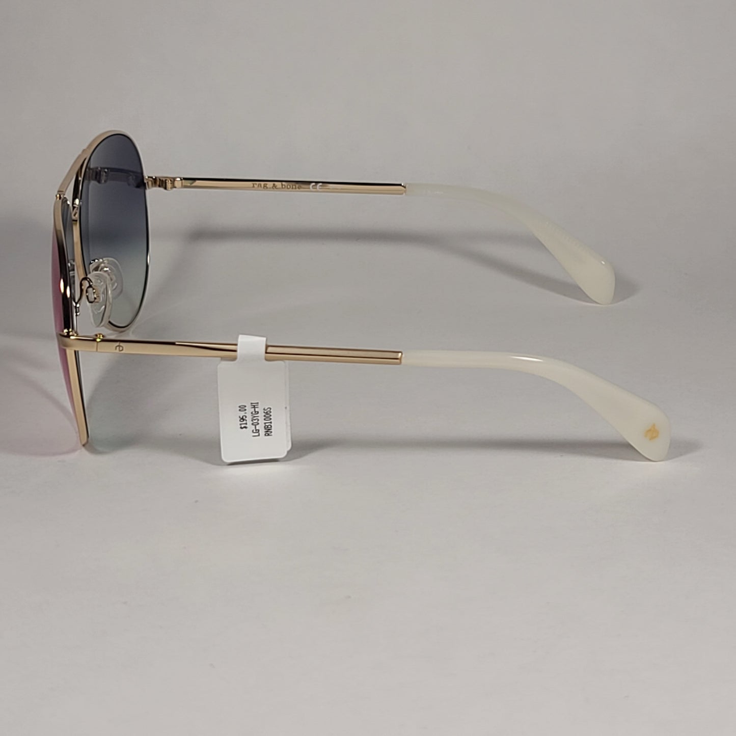 RAG & BONE Aviator Sunglasses Light Gold Frame Purple Flash Gradient Lens RNB1006/S 3YGHI - Sunglasses