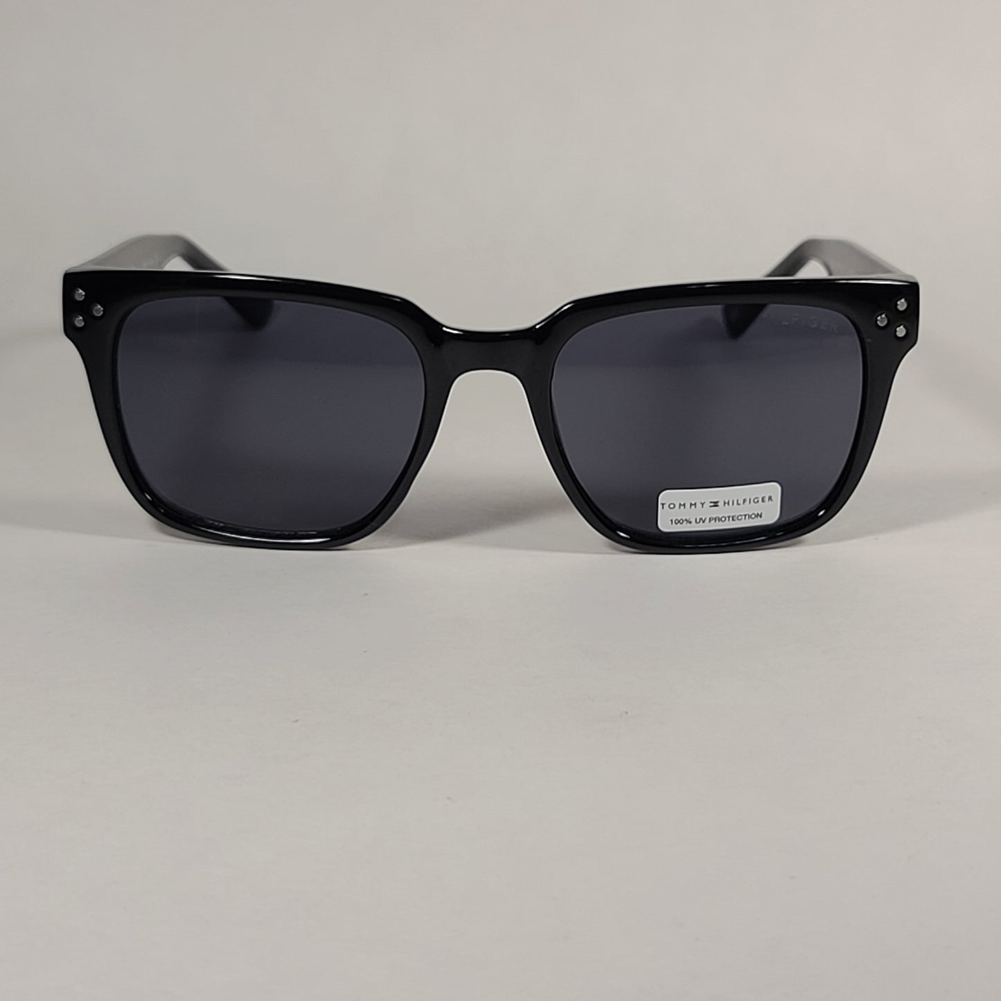 Tommy Hilfiger Selina Rectangle Sunglasses Shiny Black Frame Gray Mono Lens SELINA WP OL517 - Sunglasses
