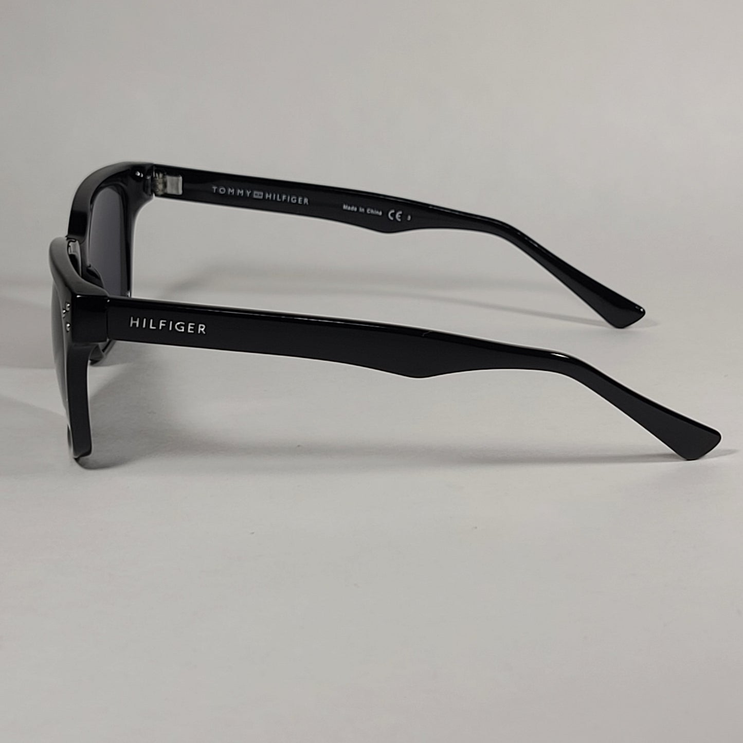 Tommy Hilfiger Selina Rectangle Sunglasses Shiny Black Frame Gray Mono Lens SELINA WP OL517 - Sunglasses