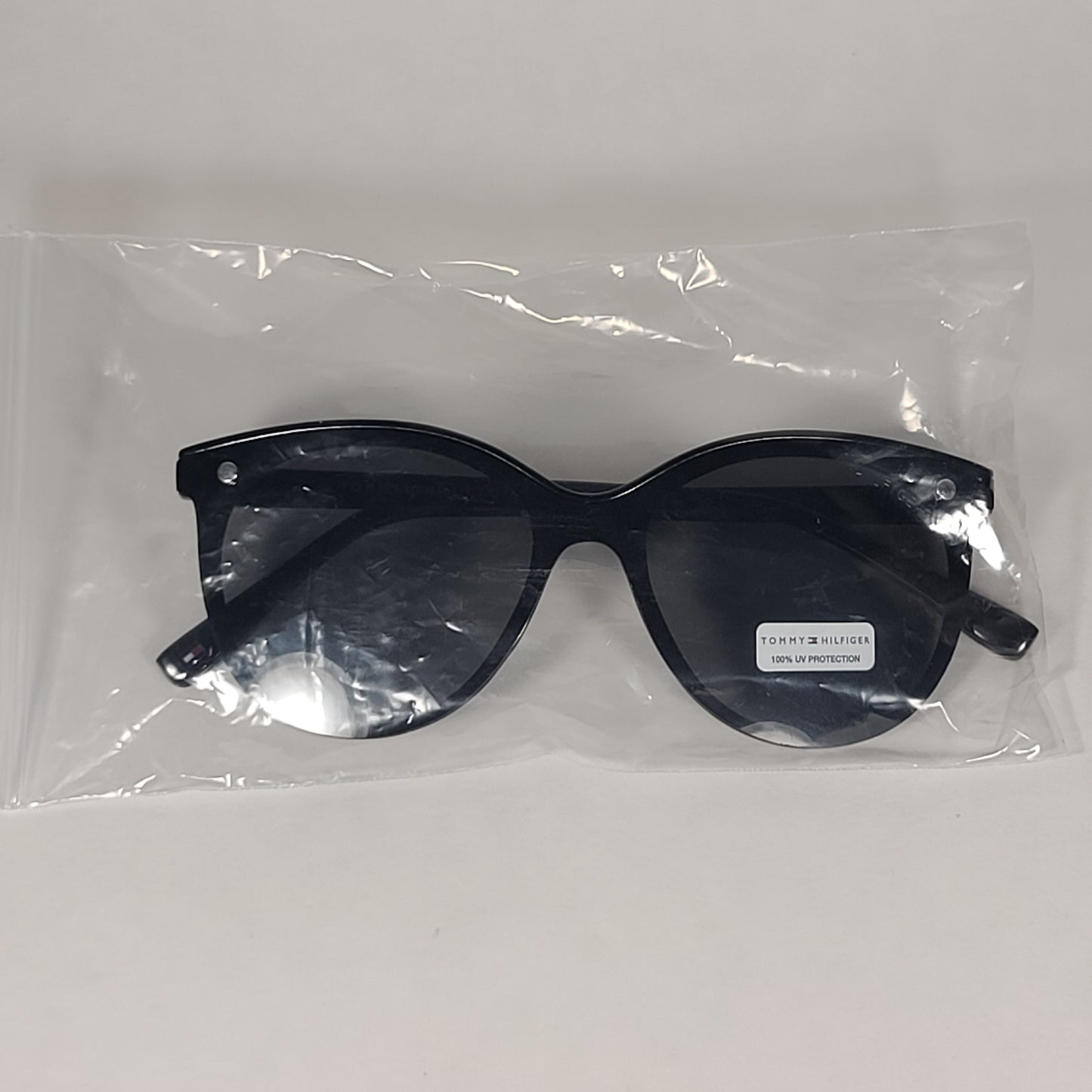 Tommy Hilfiger Reese Rimless Round Sunglasses Shiny Black Gray Single Lens REESE WP OL530 - Sunglasses
