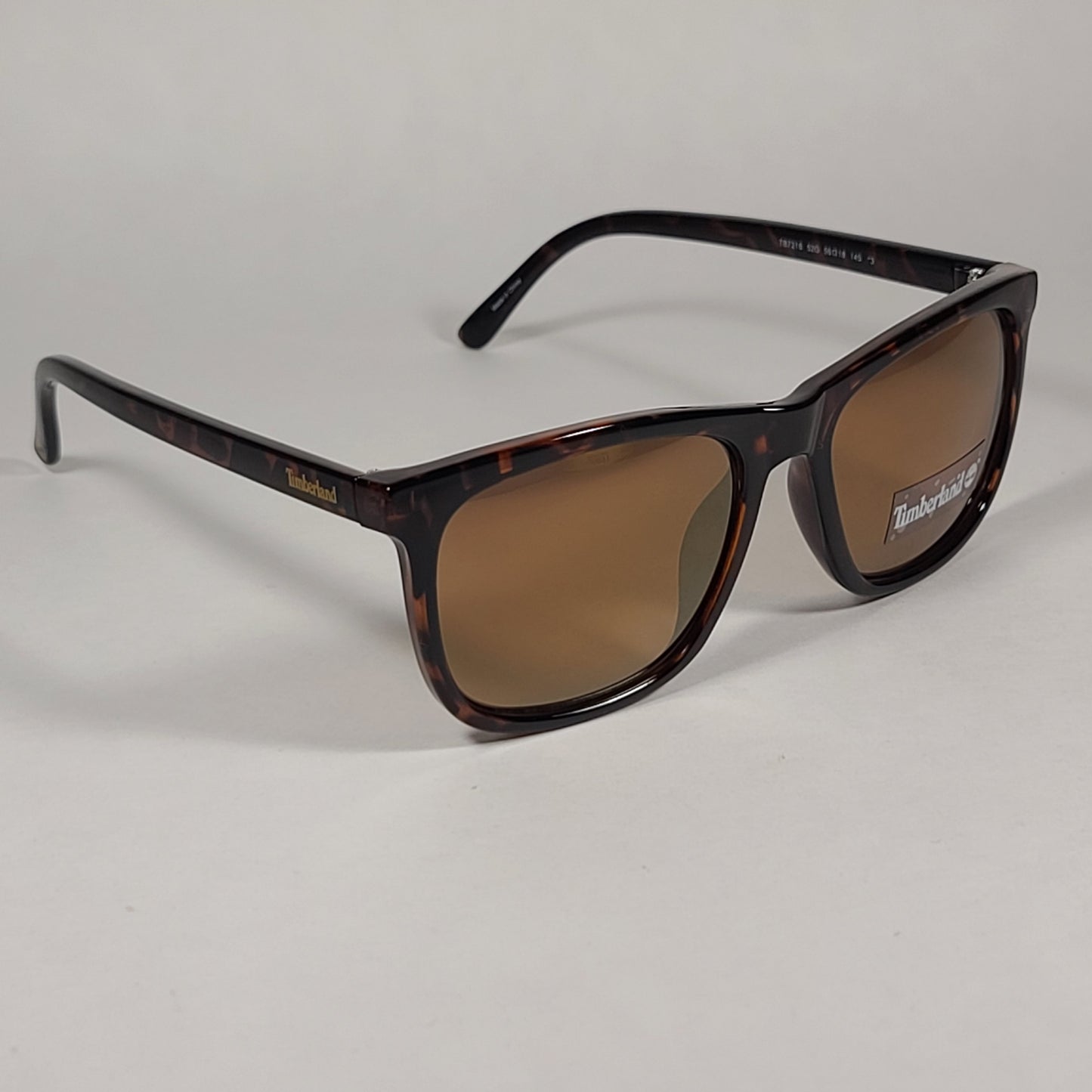 Timberland Rectangle Sunglasses Brown Tortoise Frame Gold Flash Lens TB7216 52G - Sunglasses