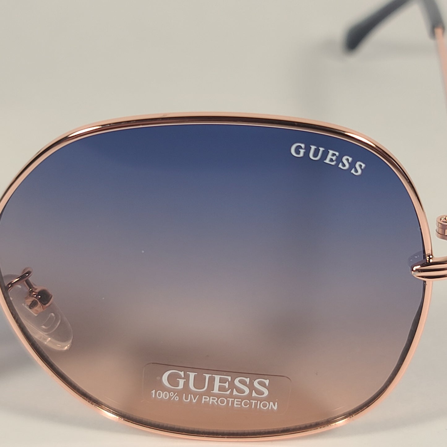 Guess Butterfly Sunglasses Rose Gold Frame Blue Gradient Lens GF0385 28W - Sunglasses