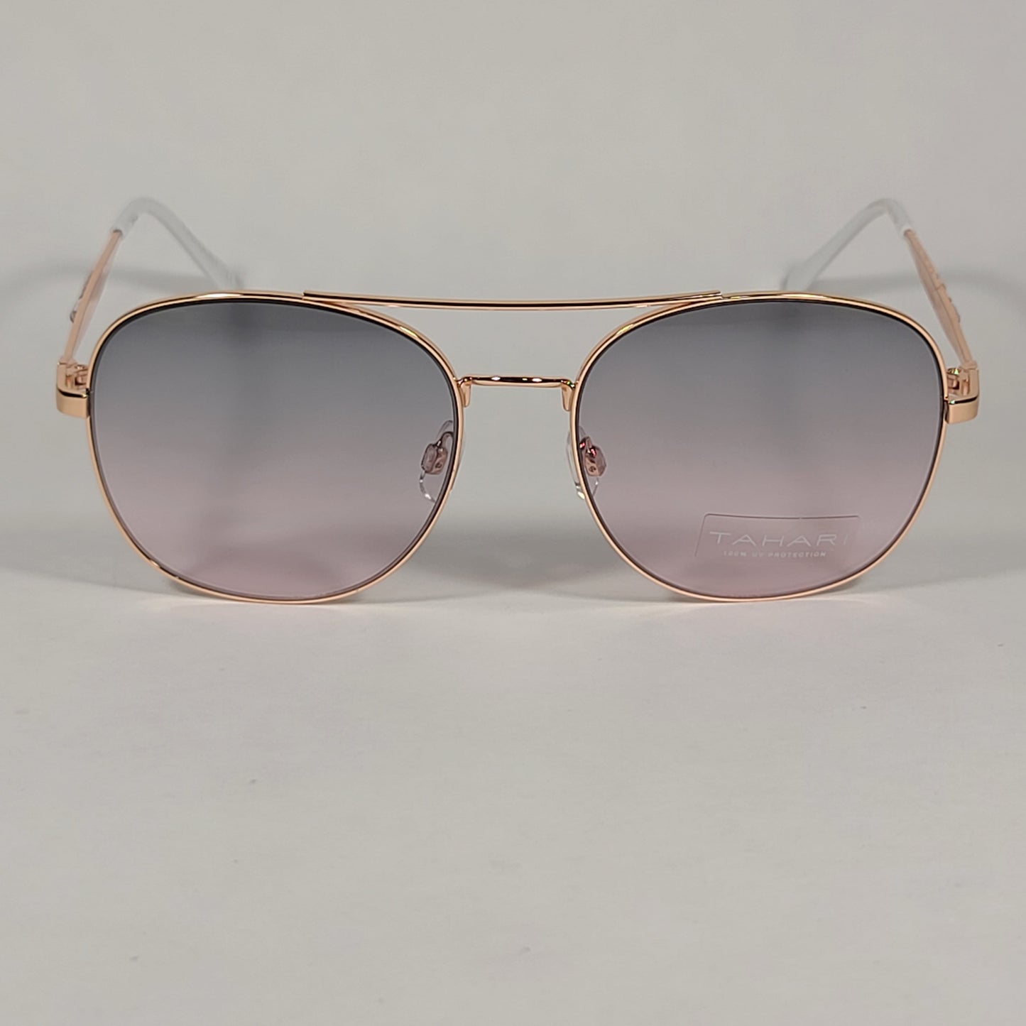Tahari Rounded Aviator Sunglasses Gold White Pink Gradient Lens TH790 GLDWH - Sunglasses