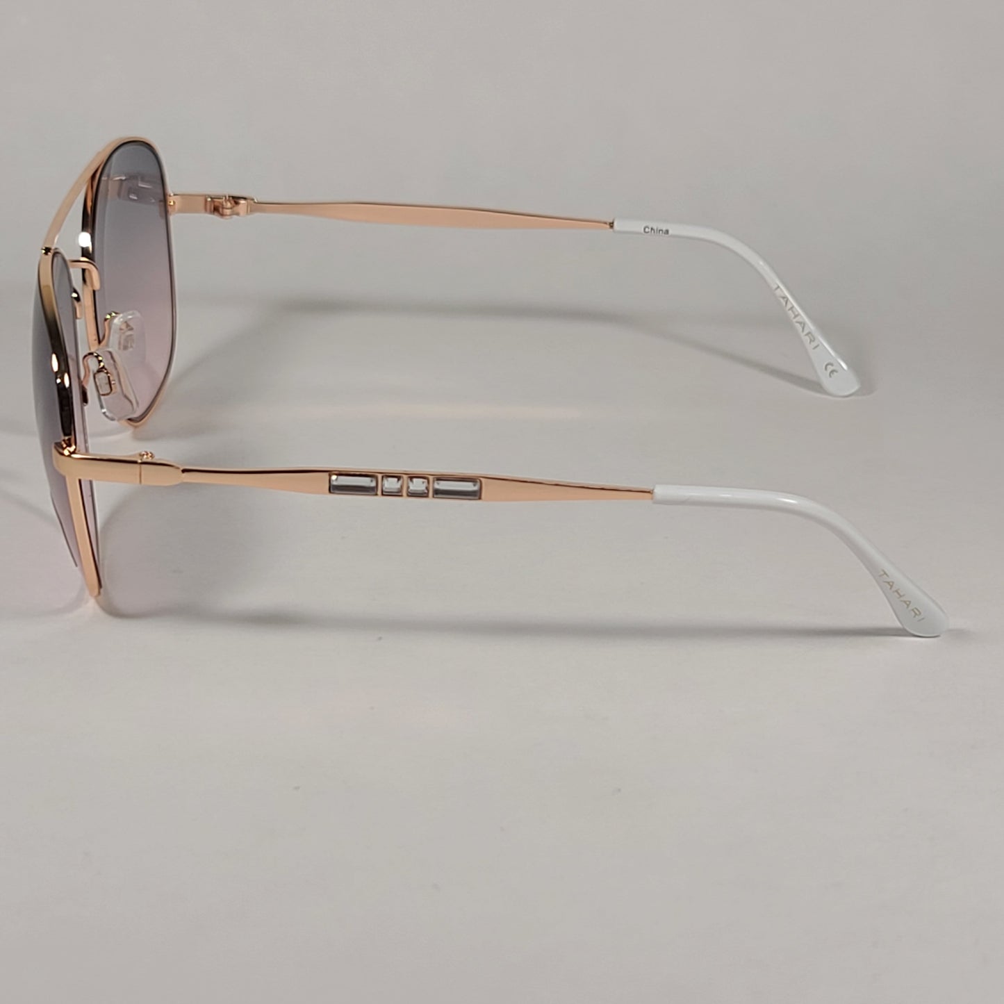 Tahari Rounded Aviator Sunglasses Gold White Pink Gradient Lens TH790 GLDWH - Sunglasses