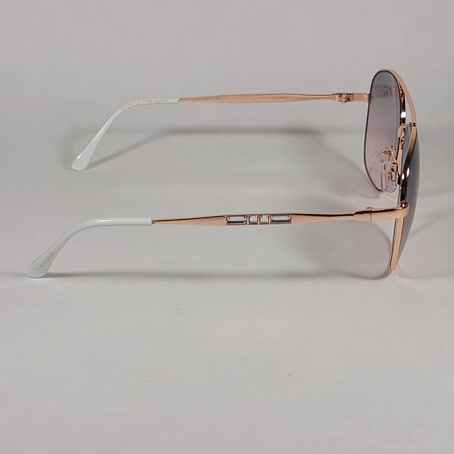 Tahari Rounded Aviator Sunglasses Gold White Pink Gradient Lens TH790 GLDWH - Sunglasses