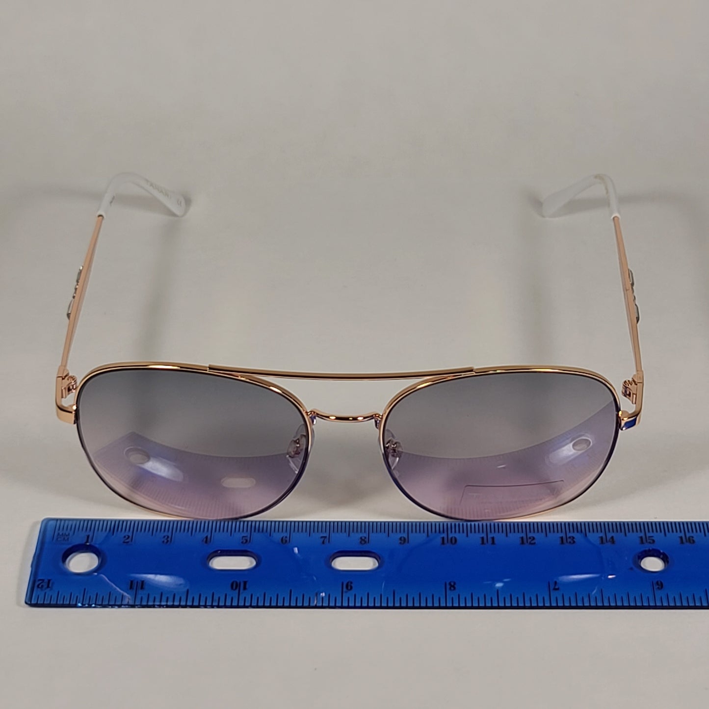 Tahari Rounded Aviator Sunglasses Gold White Pink Gradient Lens TH790 GLDWH - Sunglasses