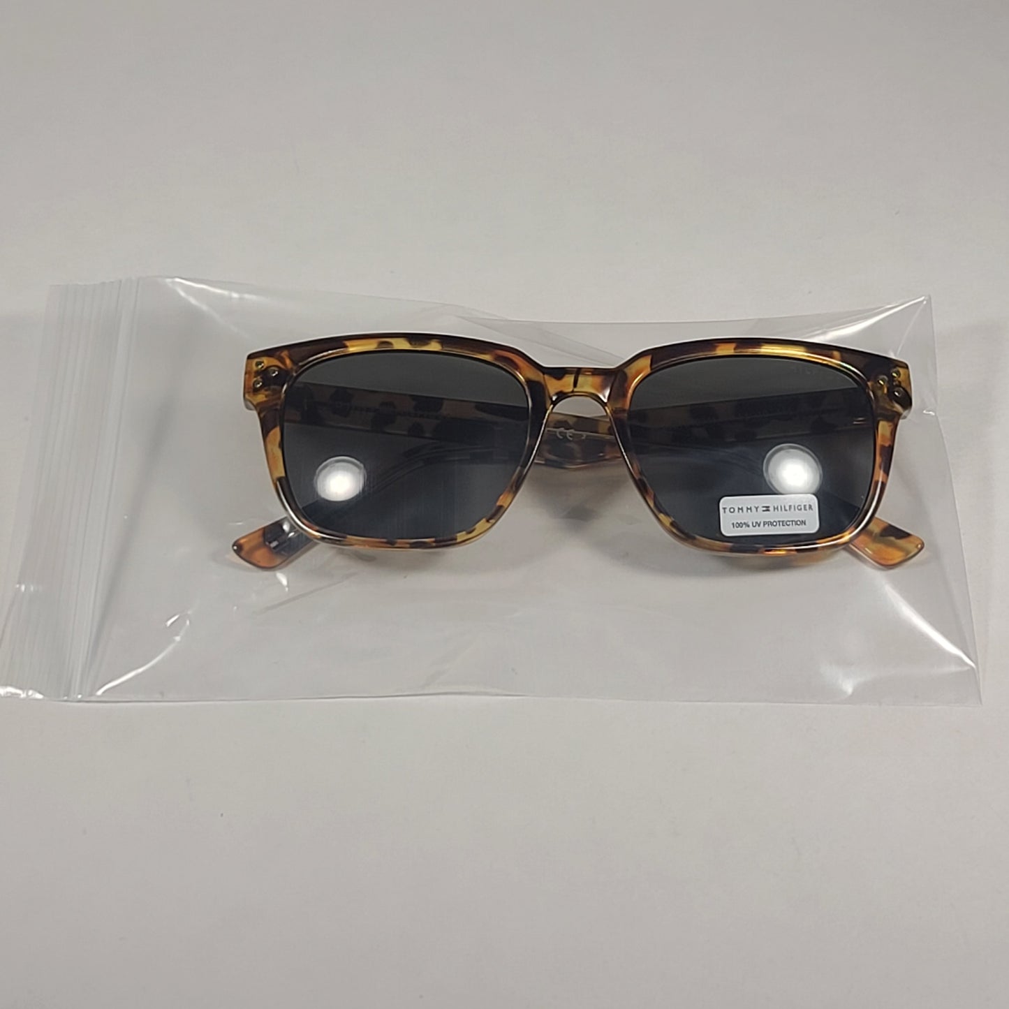 Tommy Hilfiger Selina Rectangle Sunglasses Yellow Tortoise Frame Green Gray Lens SELINA WP OL517 - Sunglasses