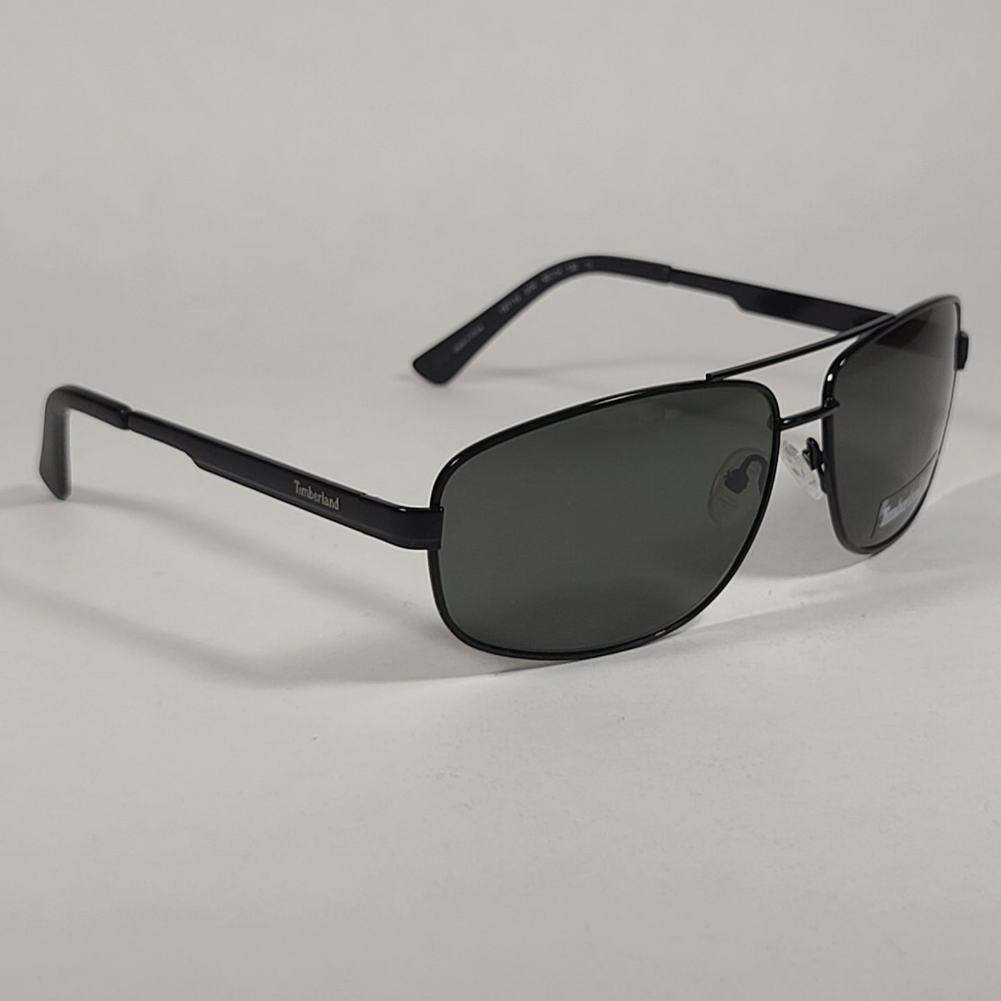 Timberland Rectangular Sunglasses Shiny Black Frame Green Lens TB7119 01N - Sunglasses