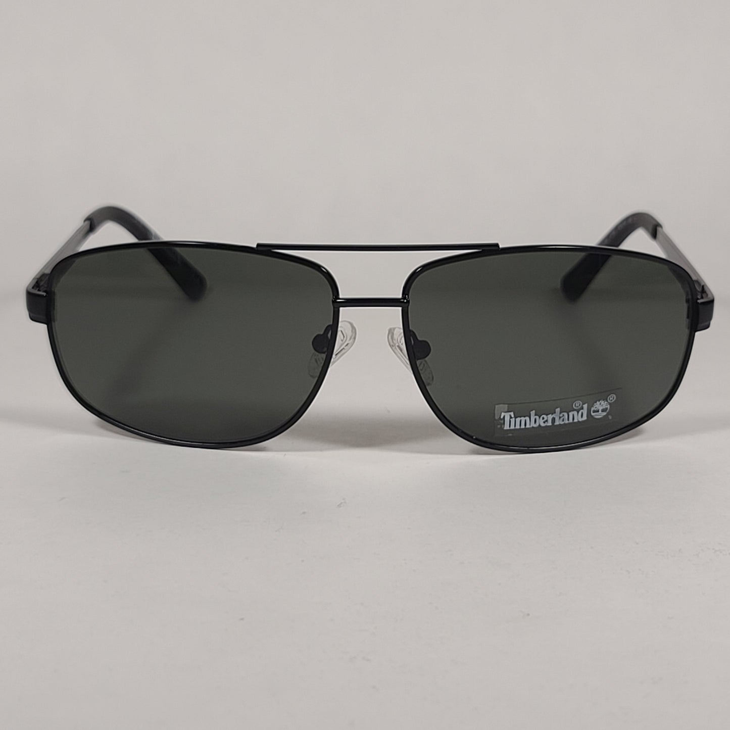 Timberland Rectangular Sunglasses Shiny Black Frame Green Lens TB7119 01N - Sunglasses