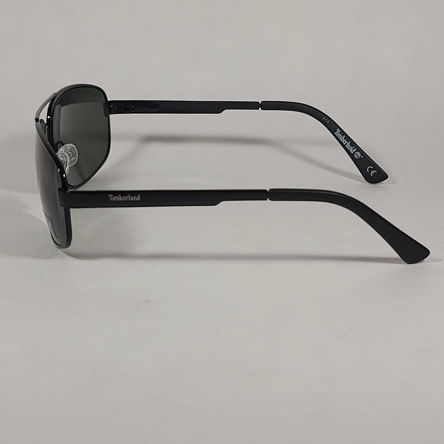 Timberland Rectangular Sunglasses Shiny Black Frame Green Lens TB7119 01N - Sunglasses