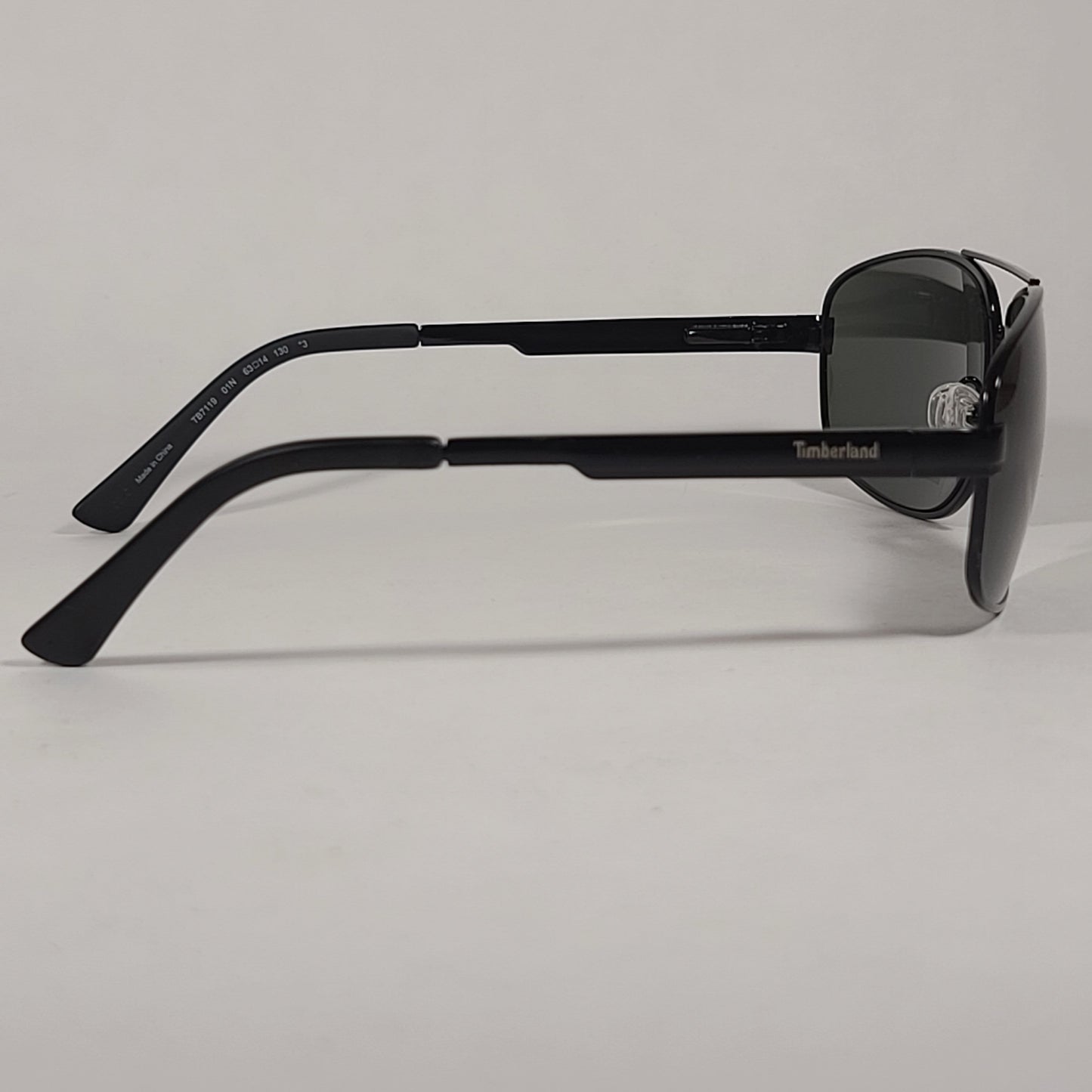 Timberland Rectangular Sunglasses Shiny Black Frame Green Lens TB7119 01N - Sunglasses
