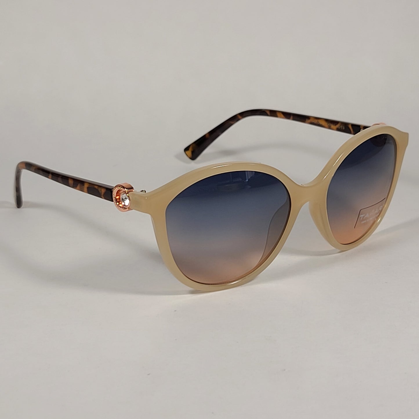 Tahari Cat Eye Sunglasses Nude And Tortoise Frame Blue Gradient Lens TH761 NDTS - Sunglasses