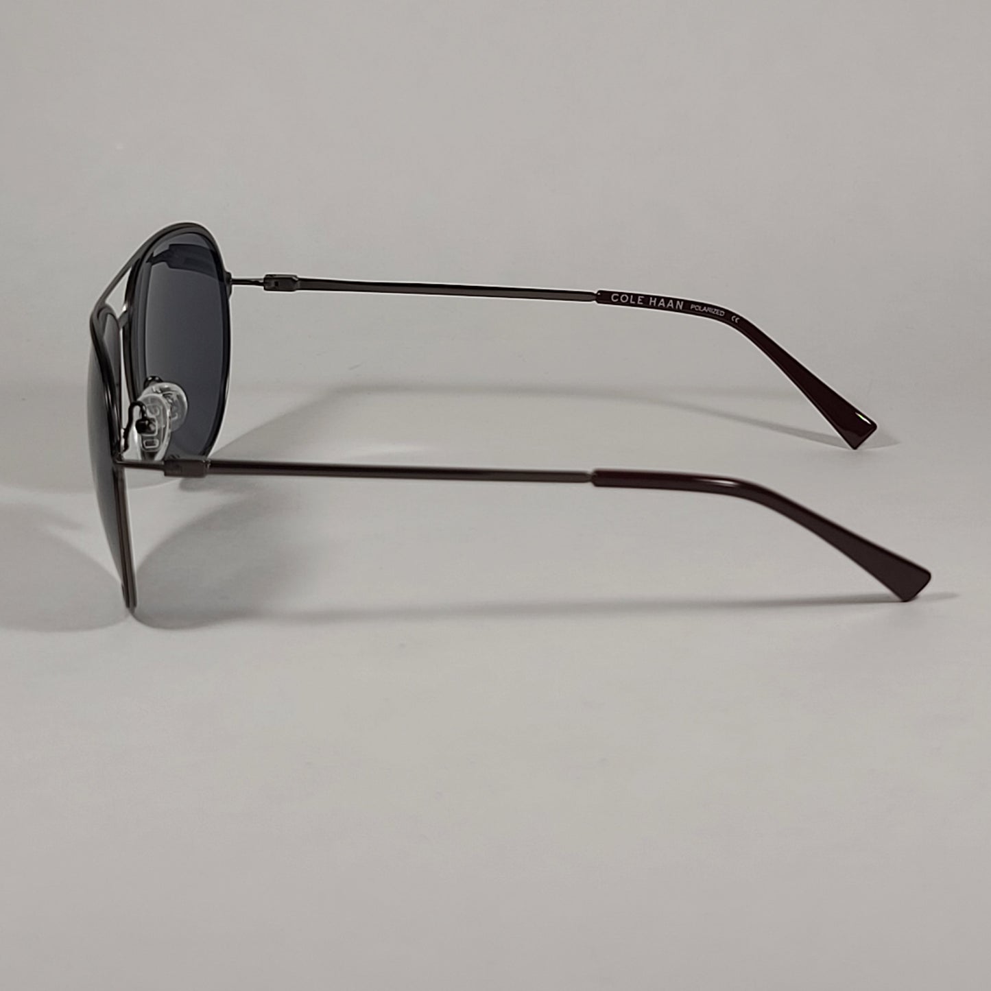 Cole Haan Polarized Aviator Sunglasses Gunmetal And Burgundy Frame Gray Lens CH8007 604 Burgundy - Sunglasses