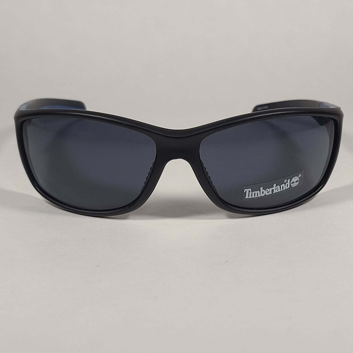 Timberland Sport Wrap Sunglasses Matte Black And Blue With Gray Lens TB7150 02A - Sunglasses