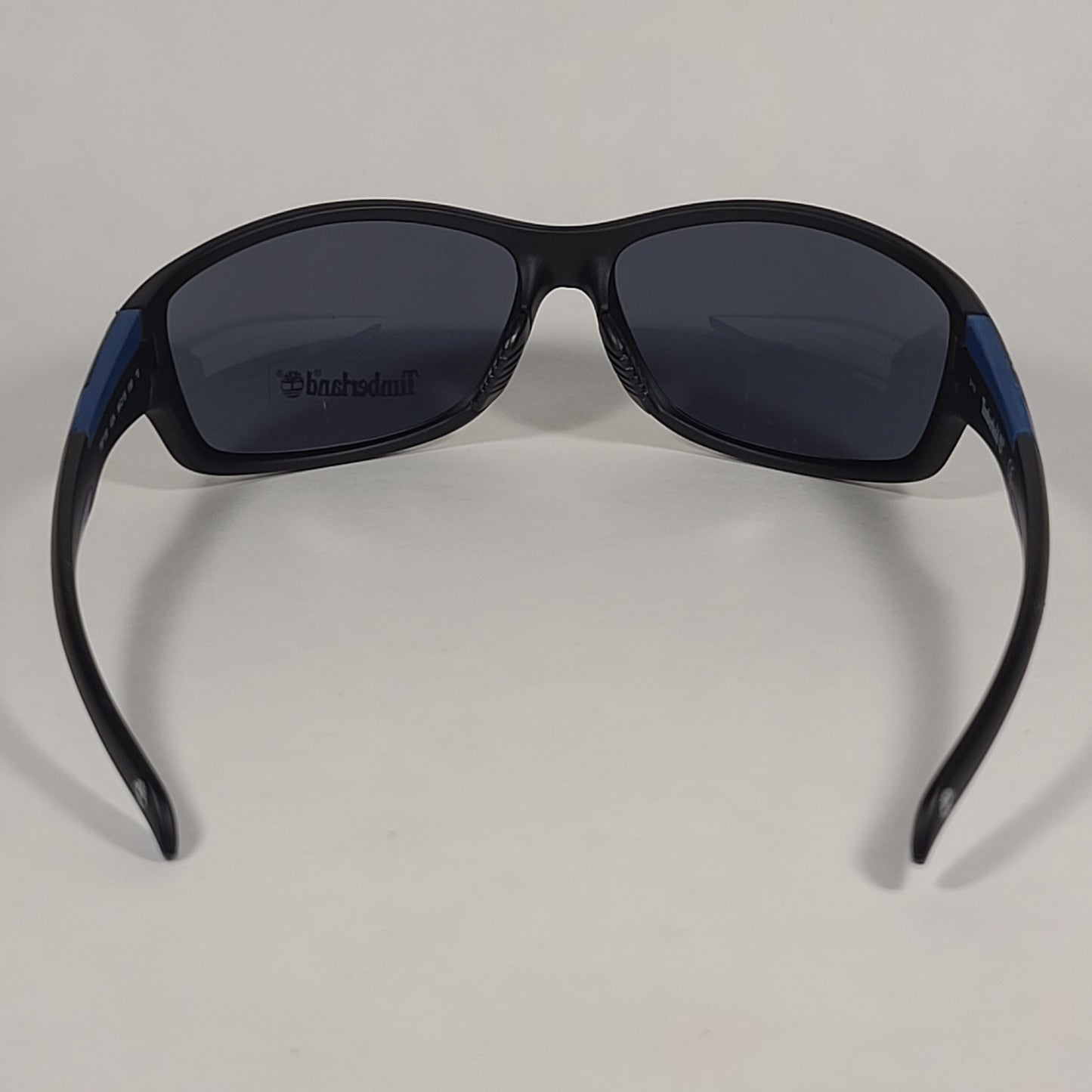 Timberland Sport Wrap Sunglasses Matte Black And Blue With Gray Lens TB7150 02A - Sunglasses